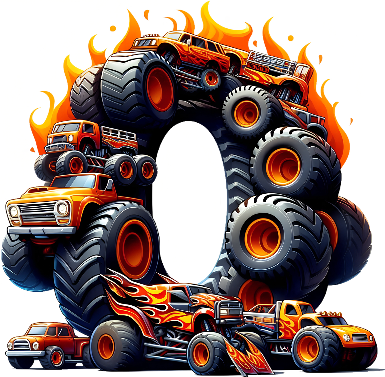 Bügelbild Monstertruck Zahlen