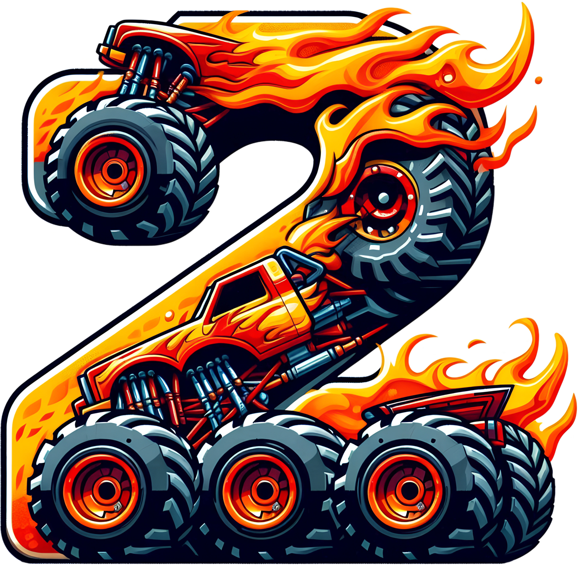 Bügelbild Monstertruck Zahlen