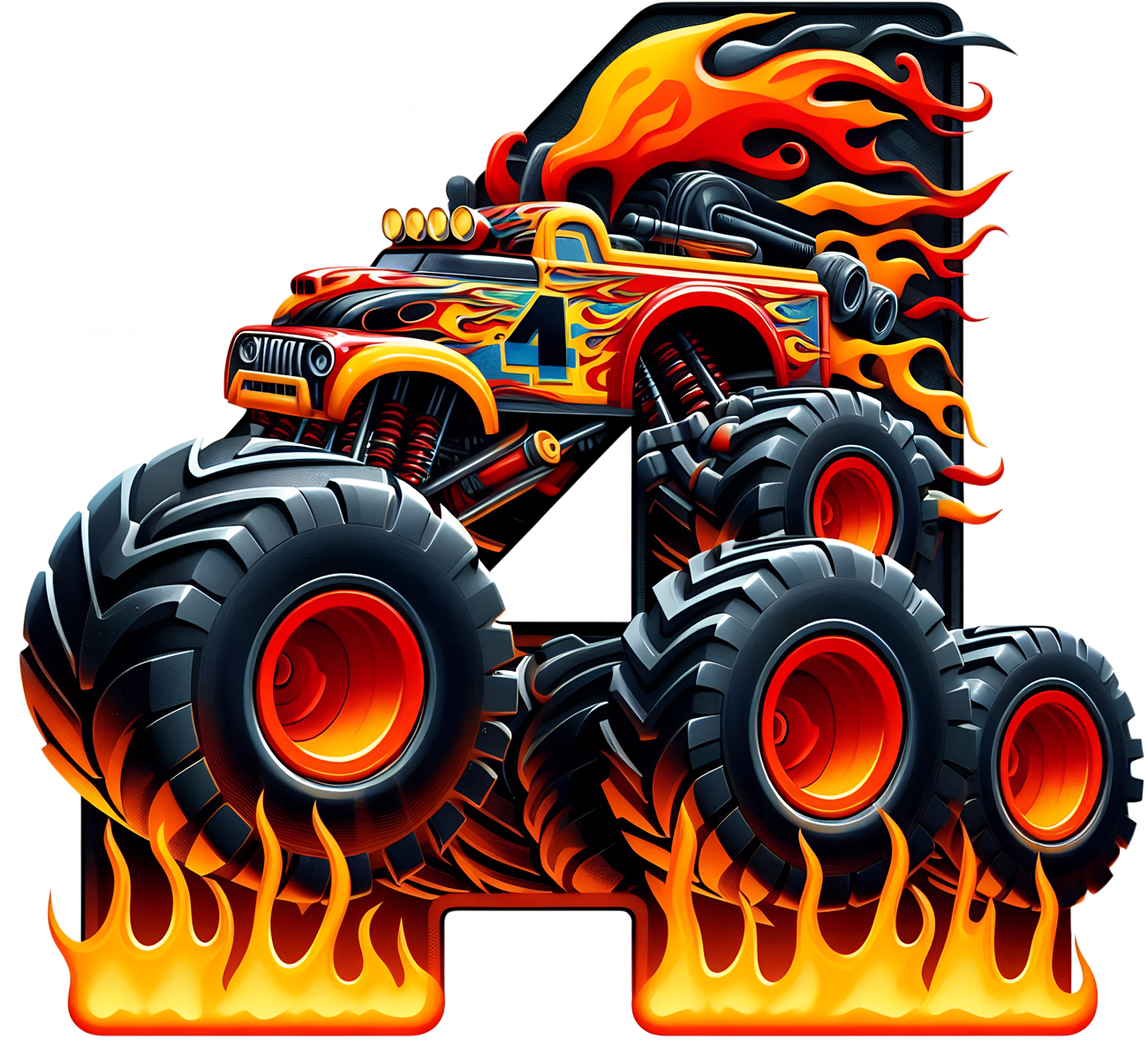 Bügelbild Monstertruck Zahlen