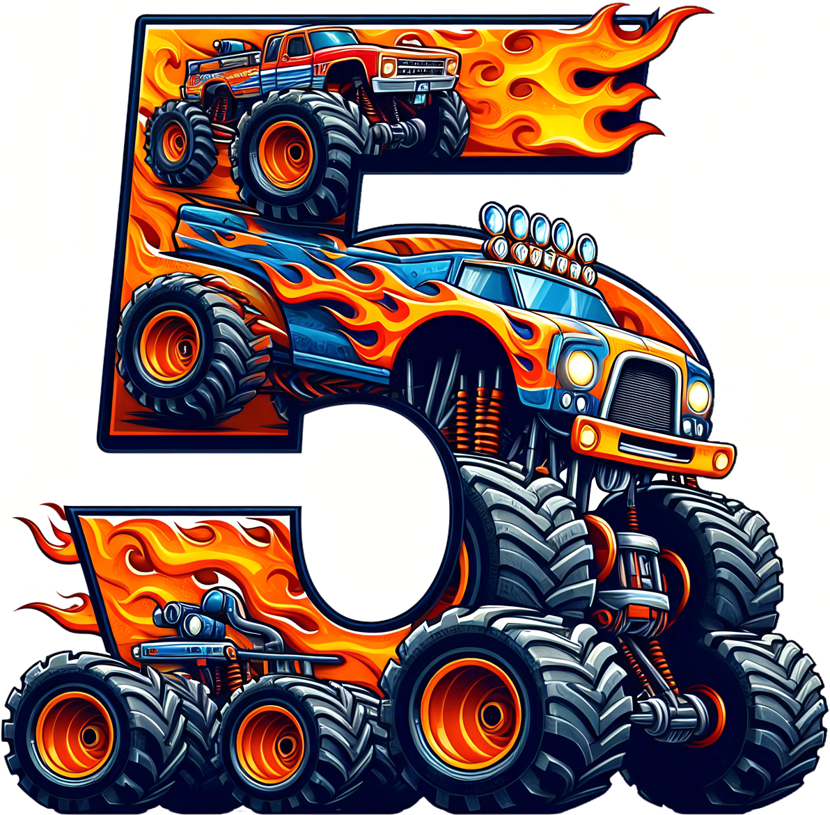 Bügelbild Monstertruck Zahlen