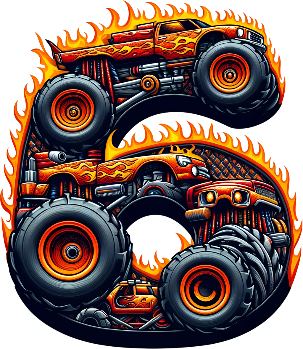 Bügelbild Monstertruck Zahlen