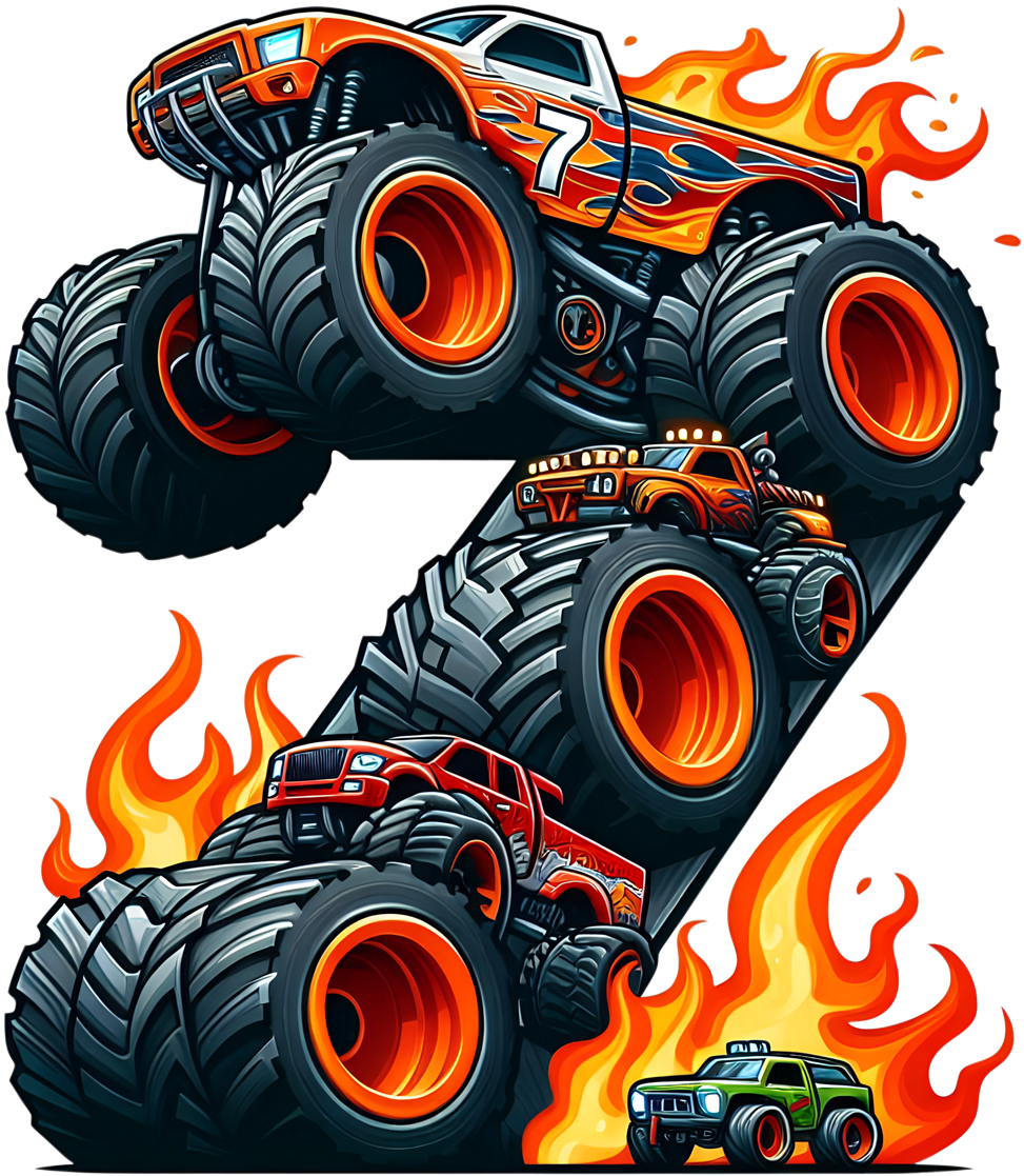 Bügelbild Monstertruck Zahlen