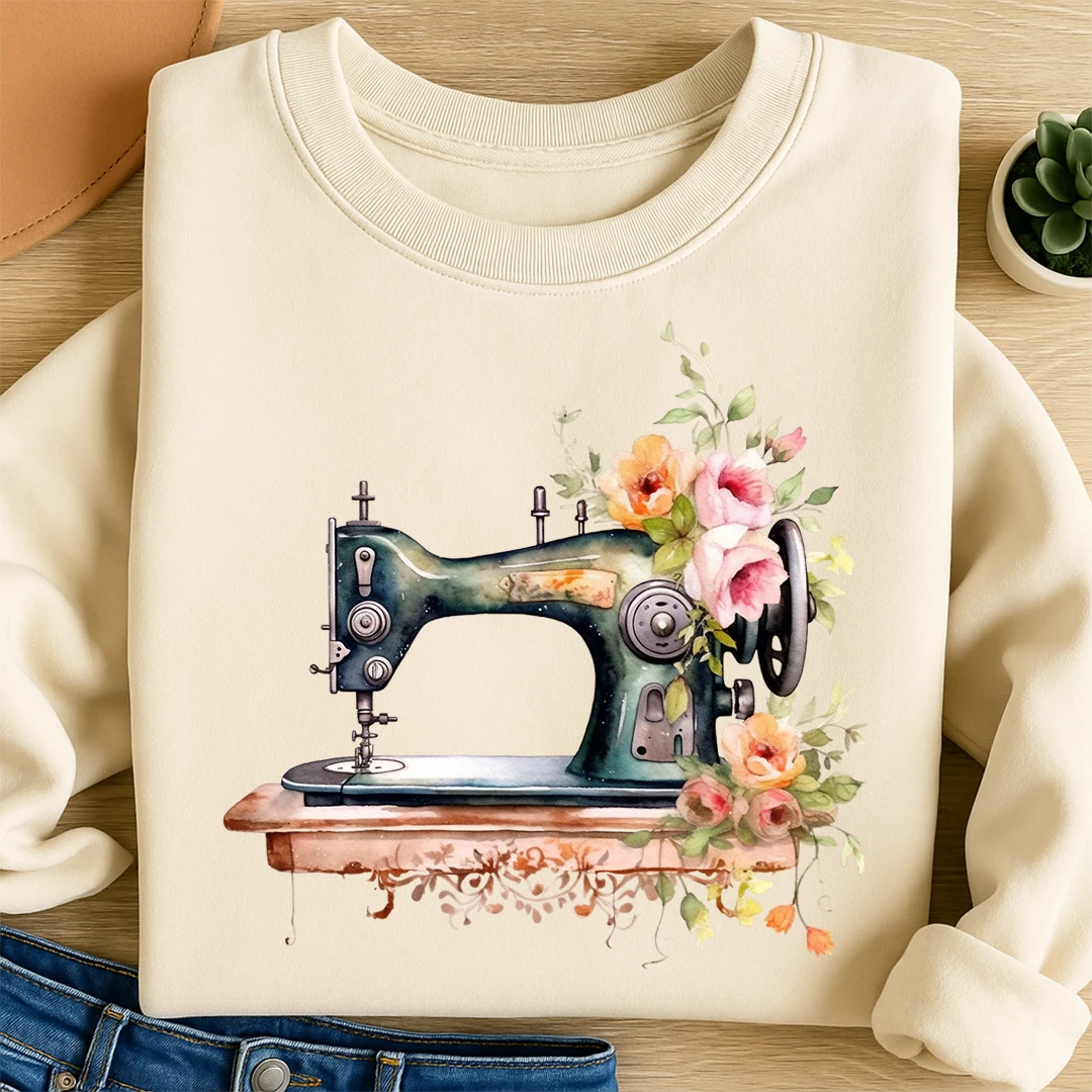 Bügelbild Nähmaschine Vintage Flower
