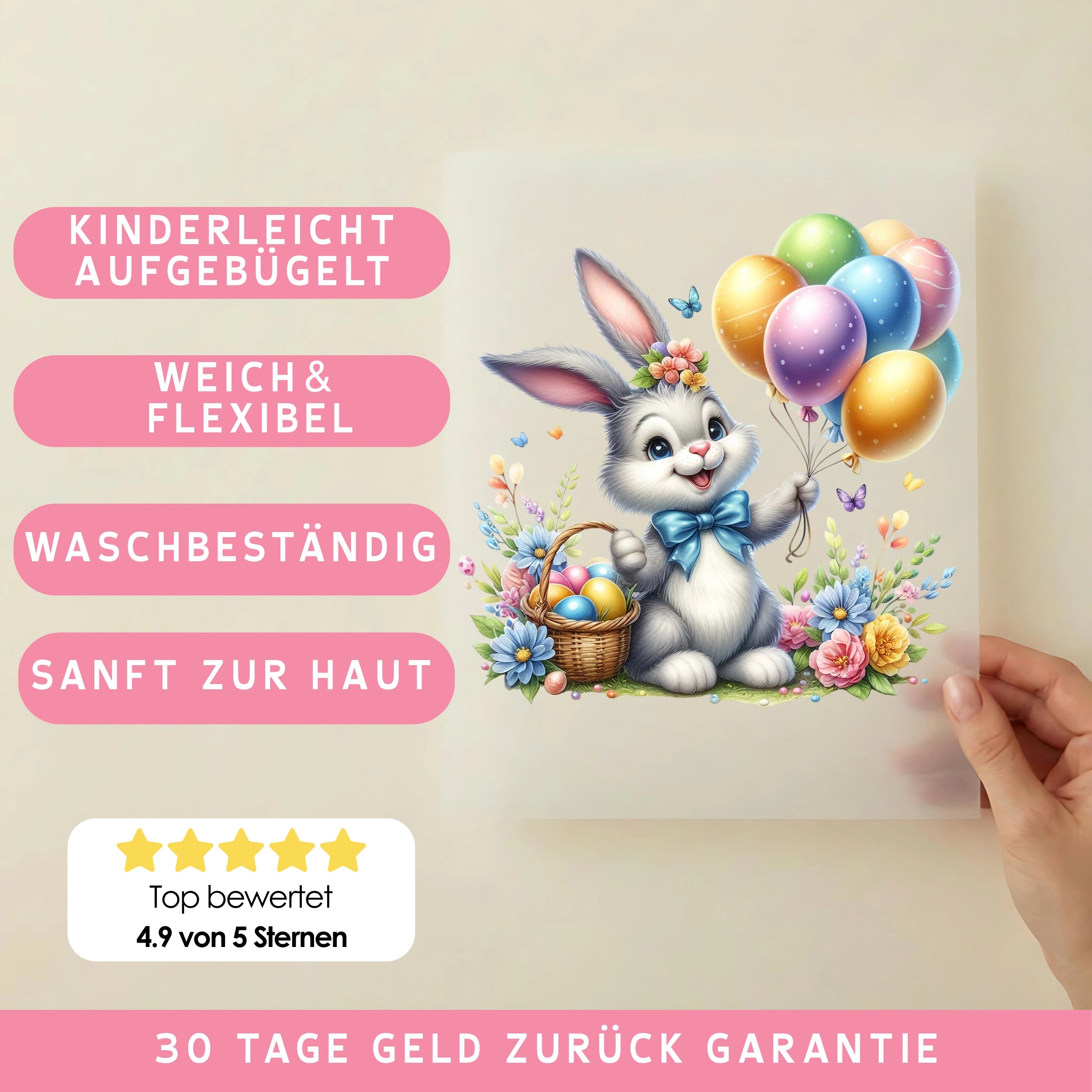 Bügelbild Ballonhase