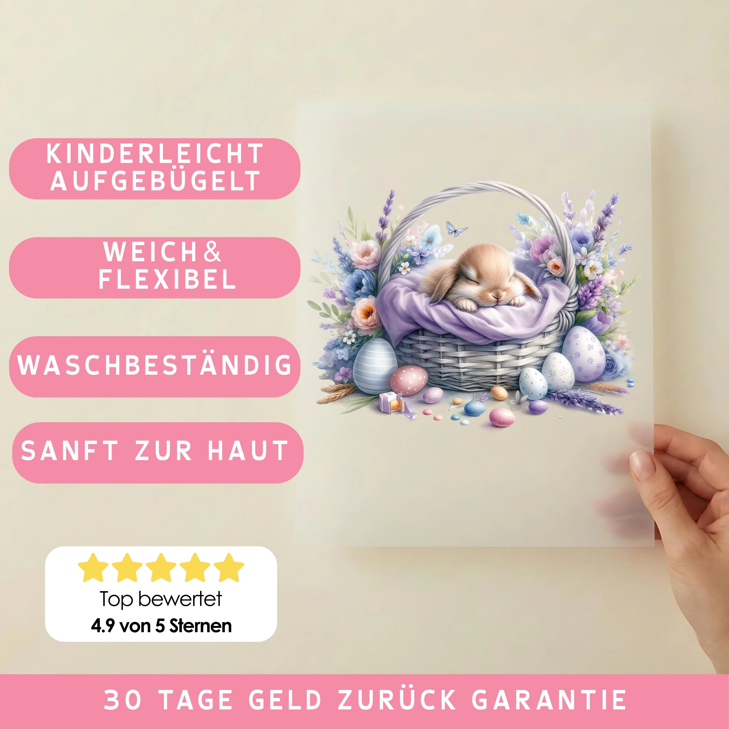 Bügelbild Hase im Lavendeltraum
