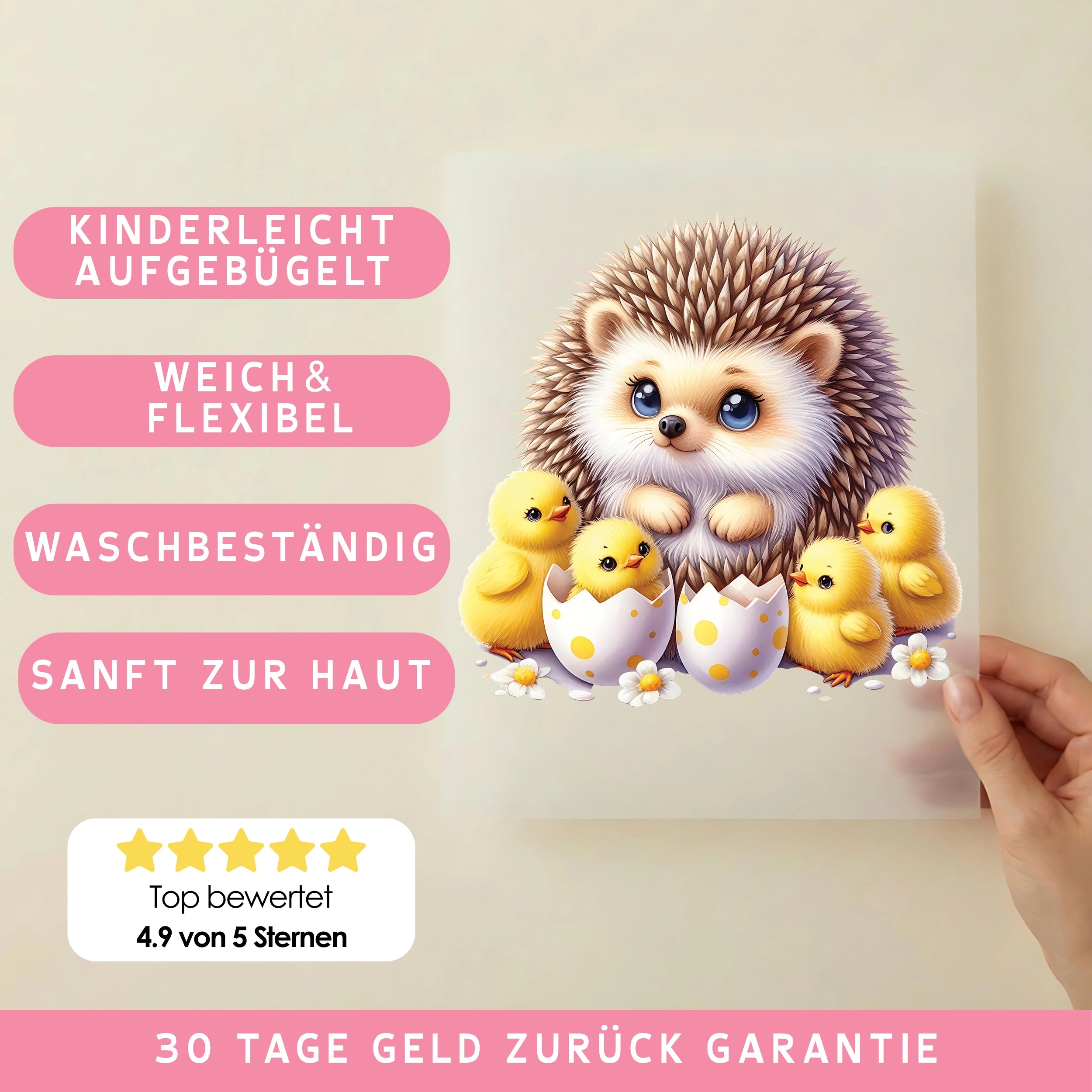Bügelbild Igel und seine Kükenkumpels