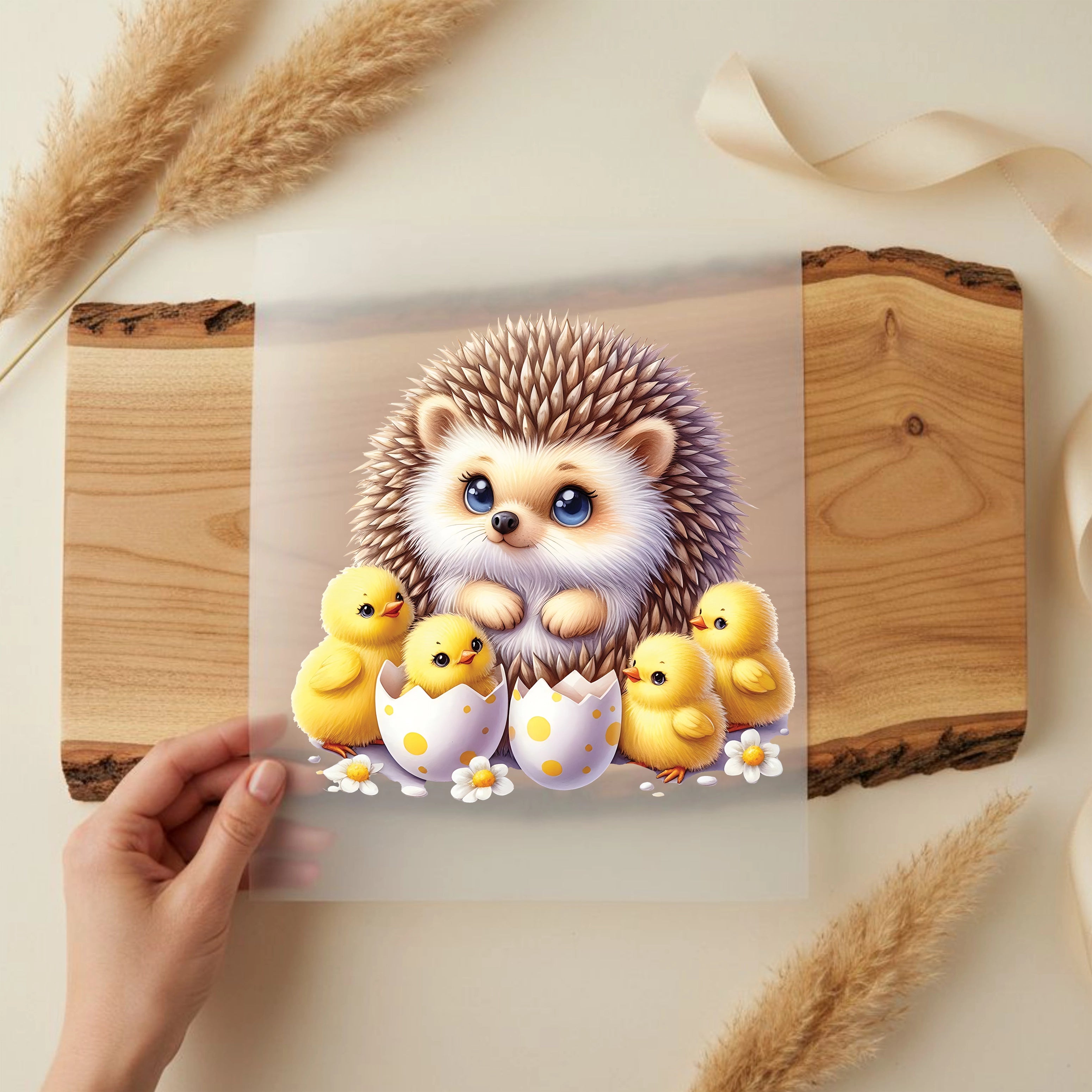 Bügelbild Igel und seine Kükenkumpels
