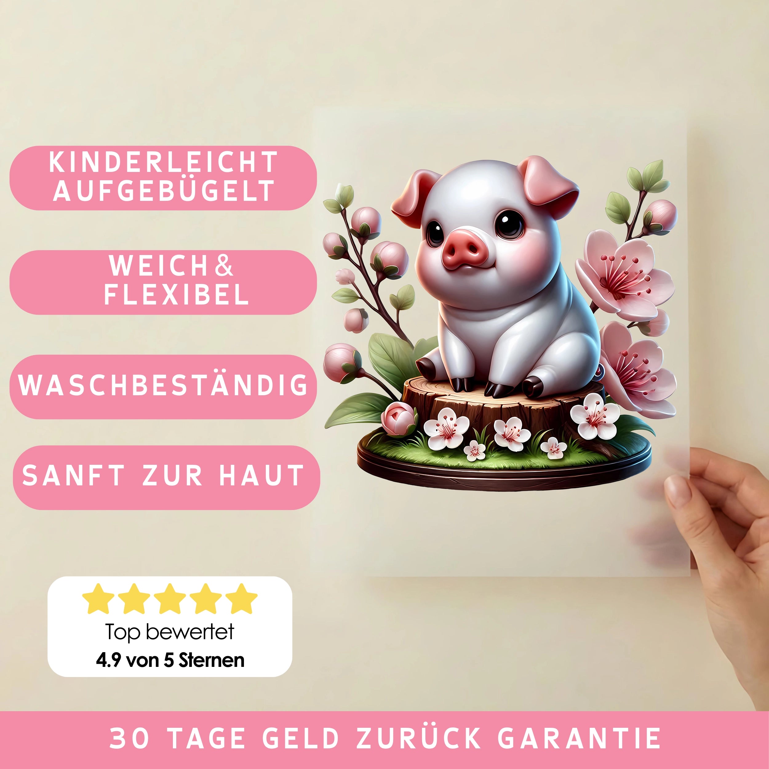 Bügelbild Kirschzauber Schweinchen
