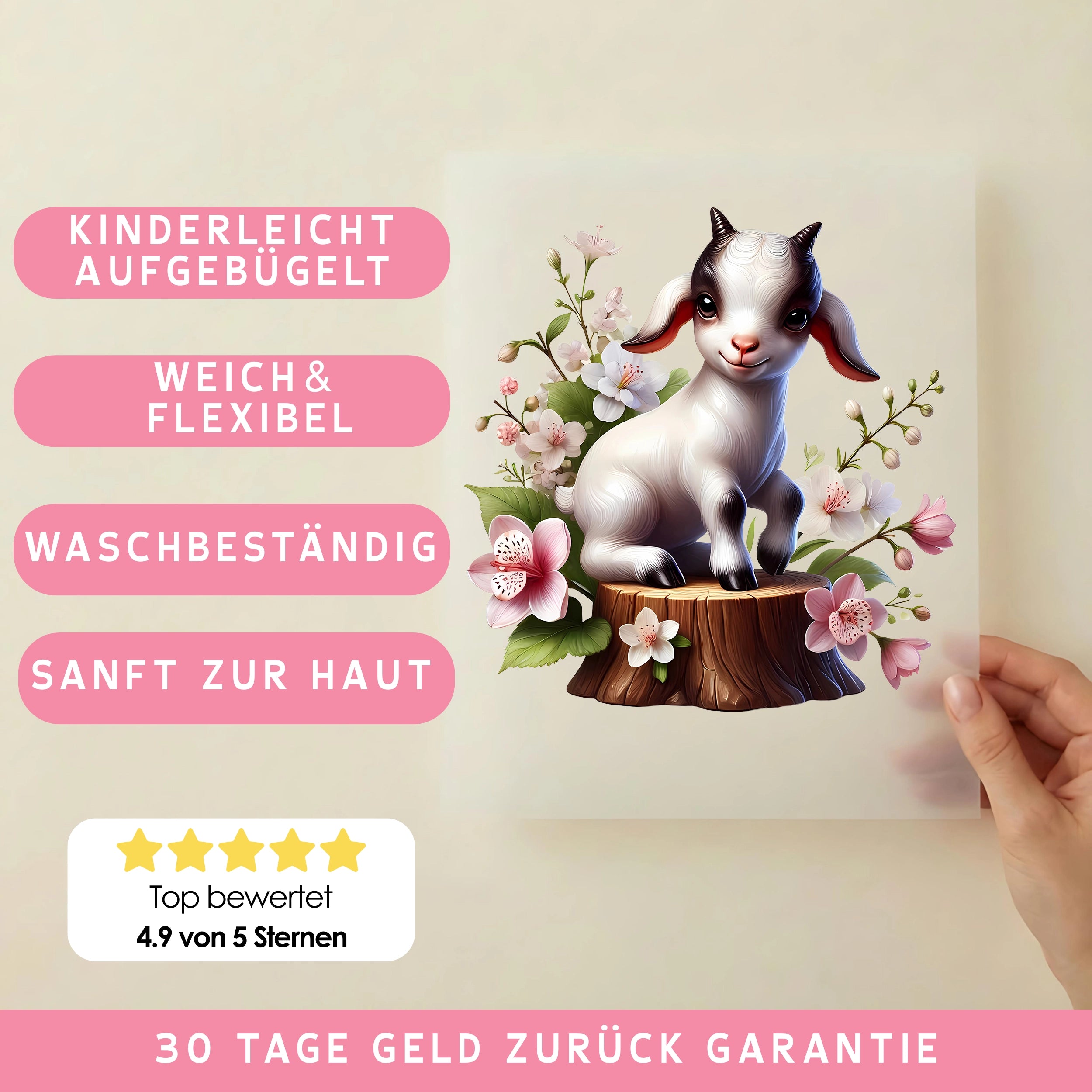 Bügelbild Kirschzauber Ziege