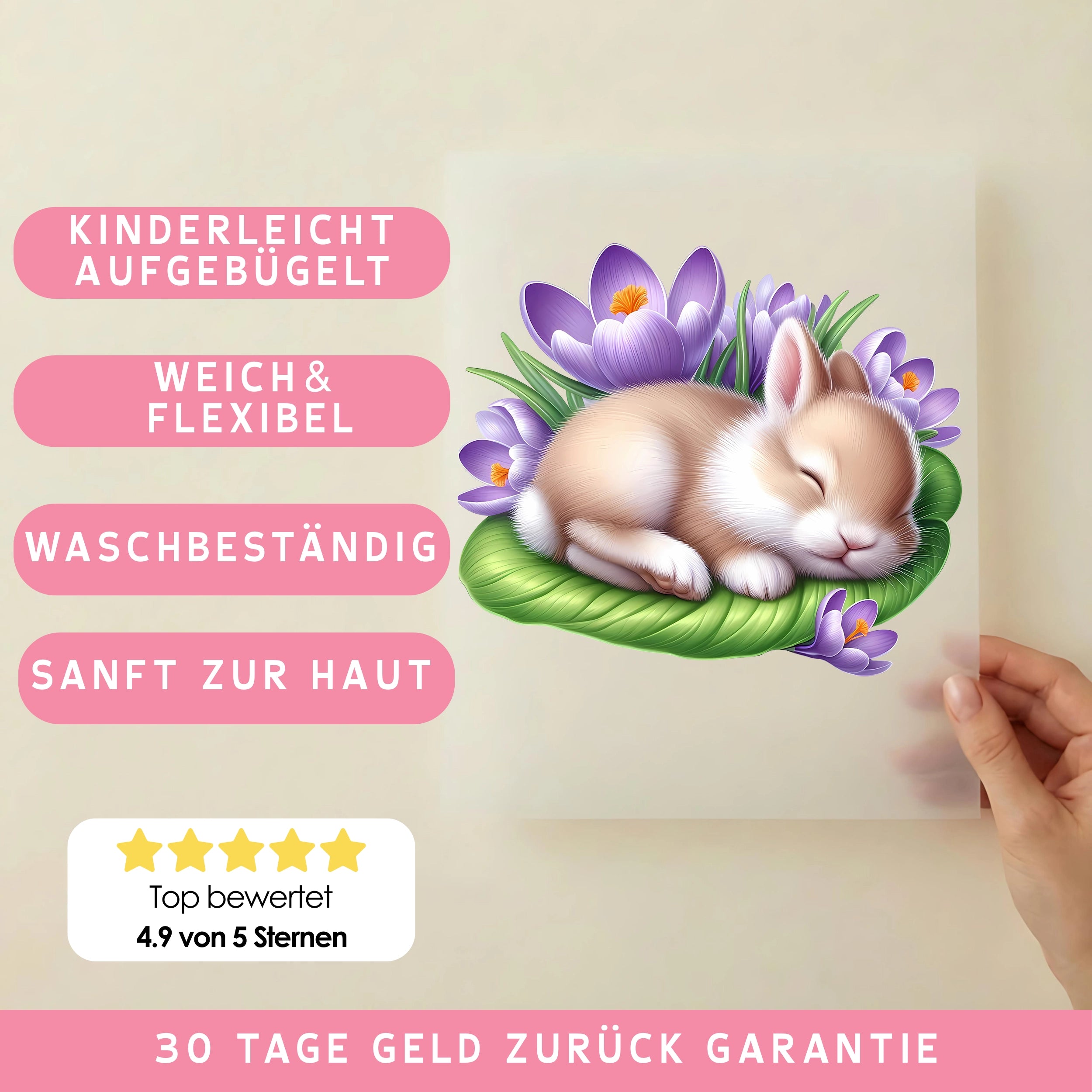Bügelbild Krokuszauber Hase