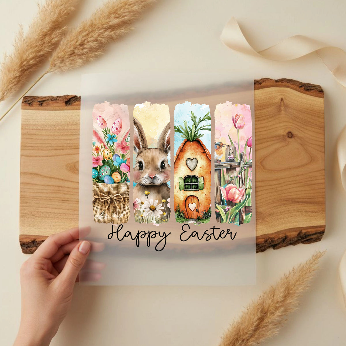 Bügelbild Happy Easter Aquarell Collage