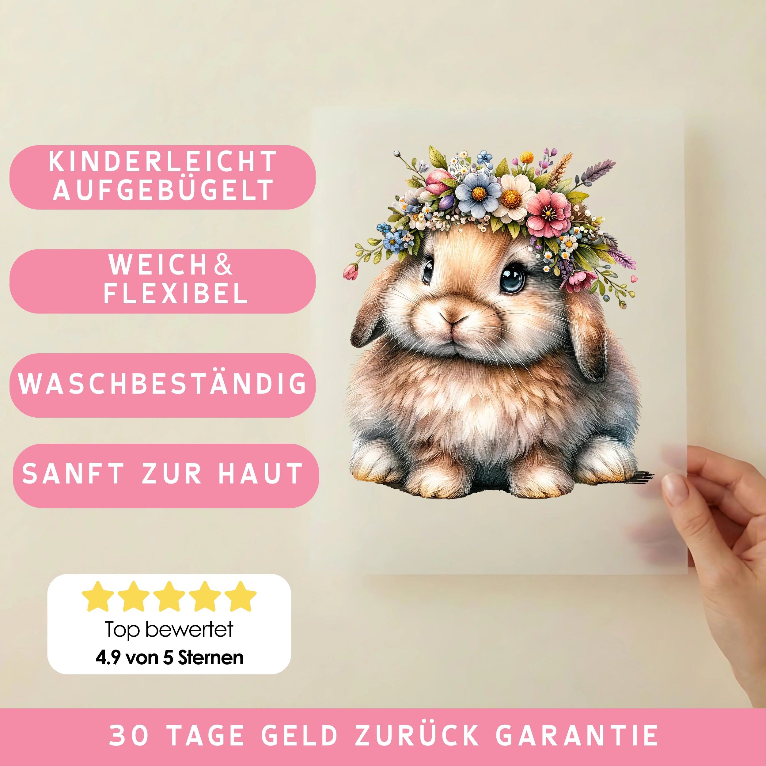 Bügelbild Kaninchen Frühlingsglanz