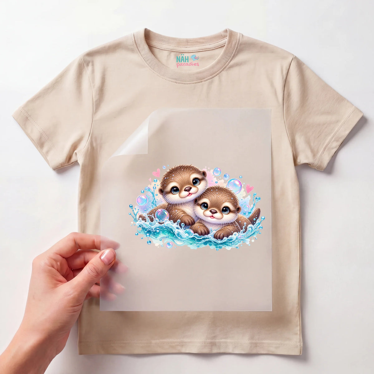 Bügelbild Otter Paar in Welle