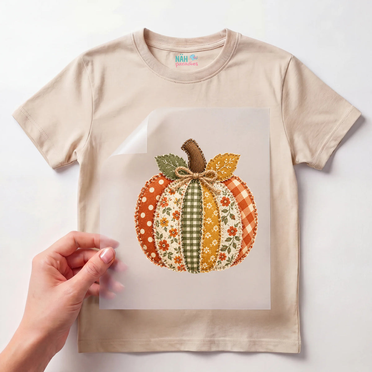 Bügelbild Patchwork Kürbis Herbst