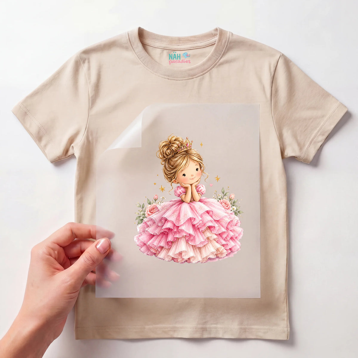 Bügelbild Prinzessin mit Krone Rosa
