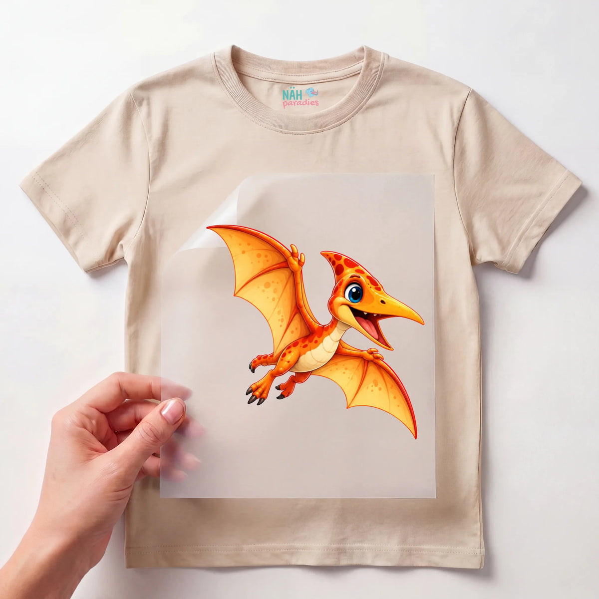 Bügelbild Pteranodon Baby Orange