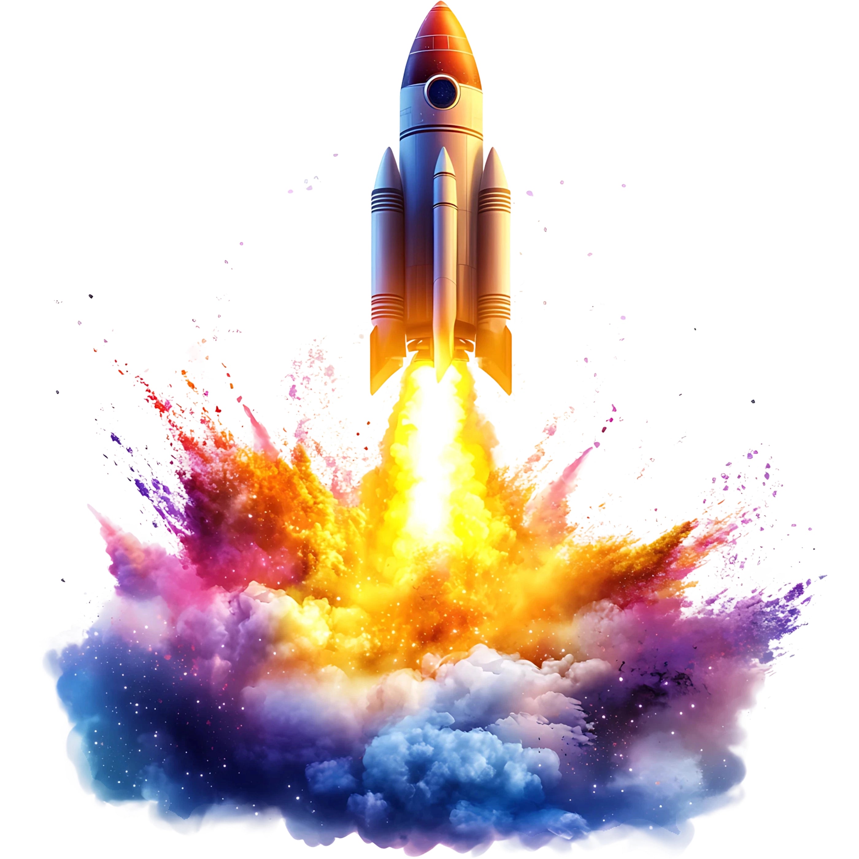 Bügelbild Rakete Farbexplosion