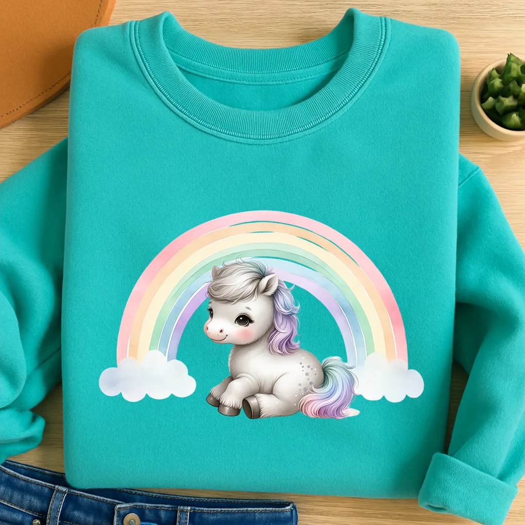 Bügelbild Regenbogenpony Glücksbringer