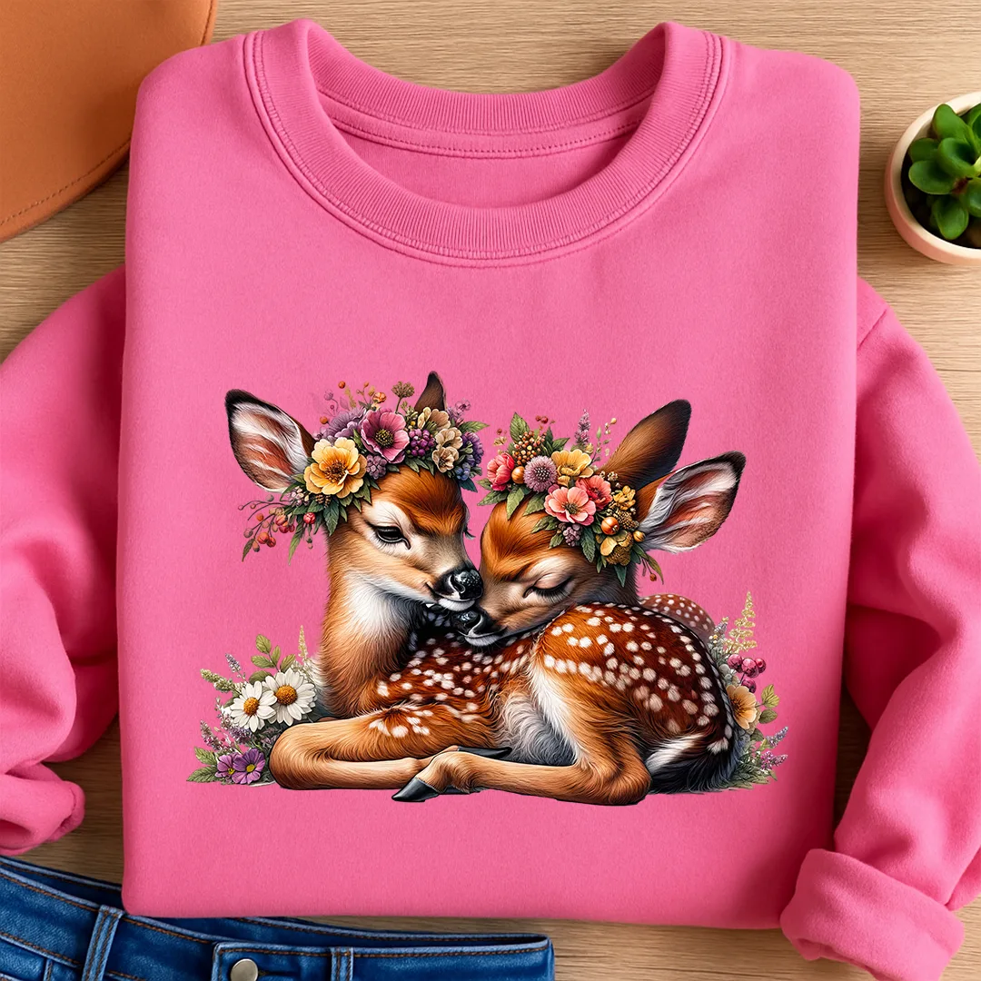 Bügelbild Rehe Blütenfreunde