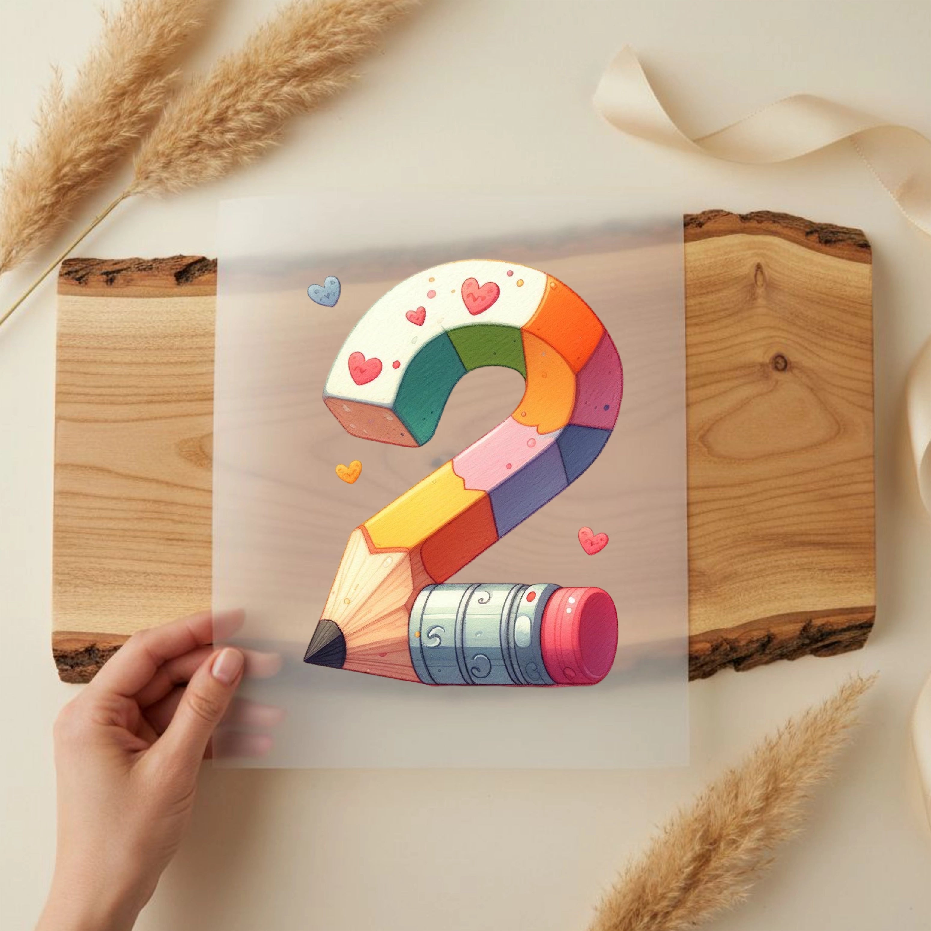 Bügelbild Buntstift Zahlen