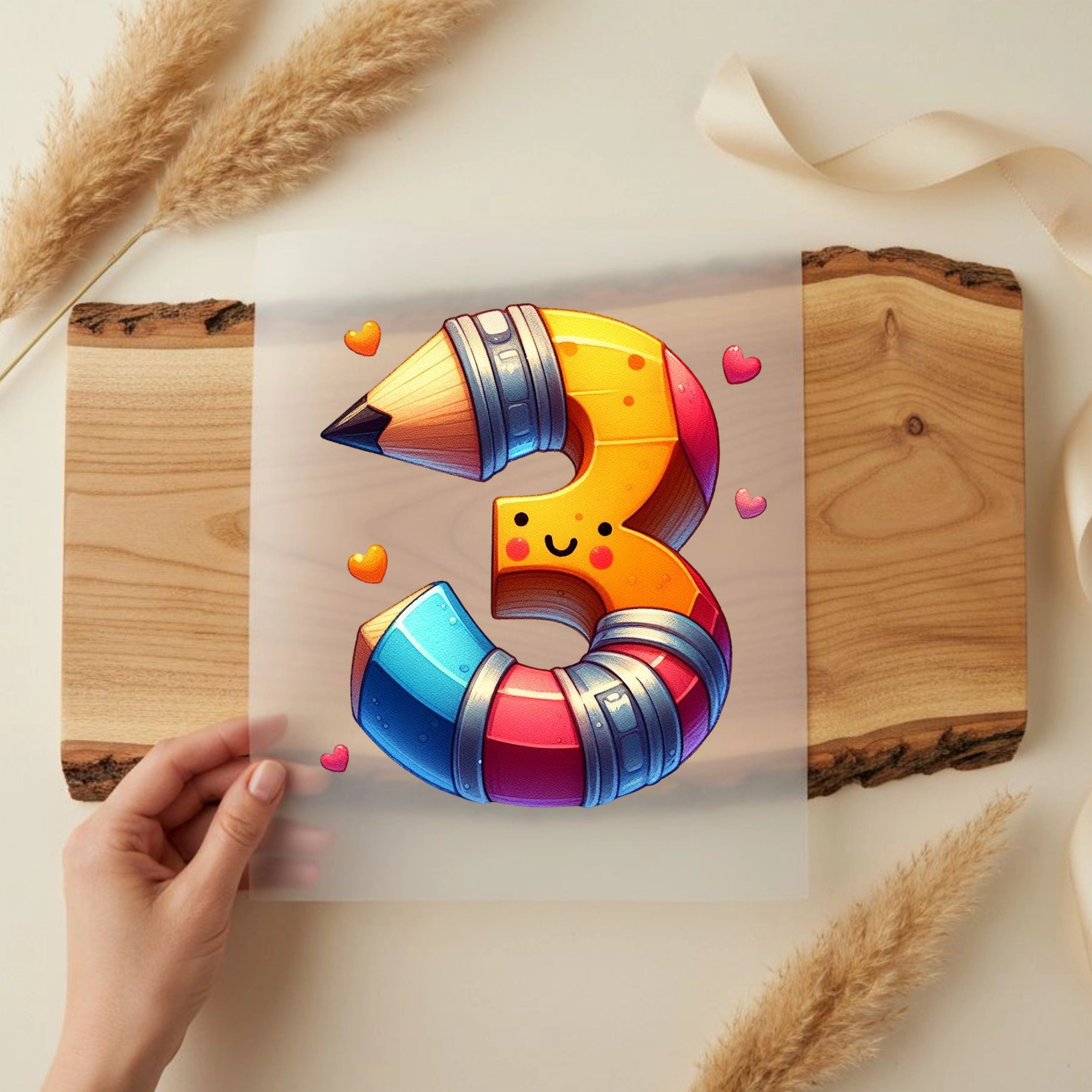 Bügelbild Buntstift Zahlen