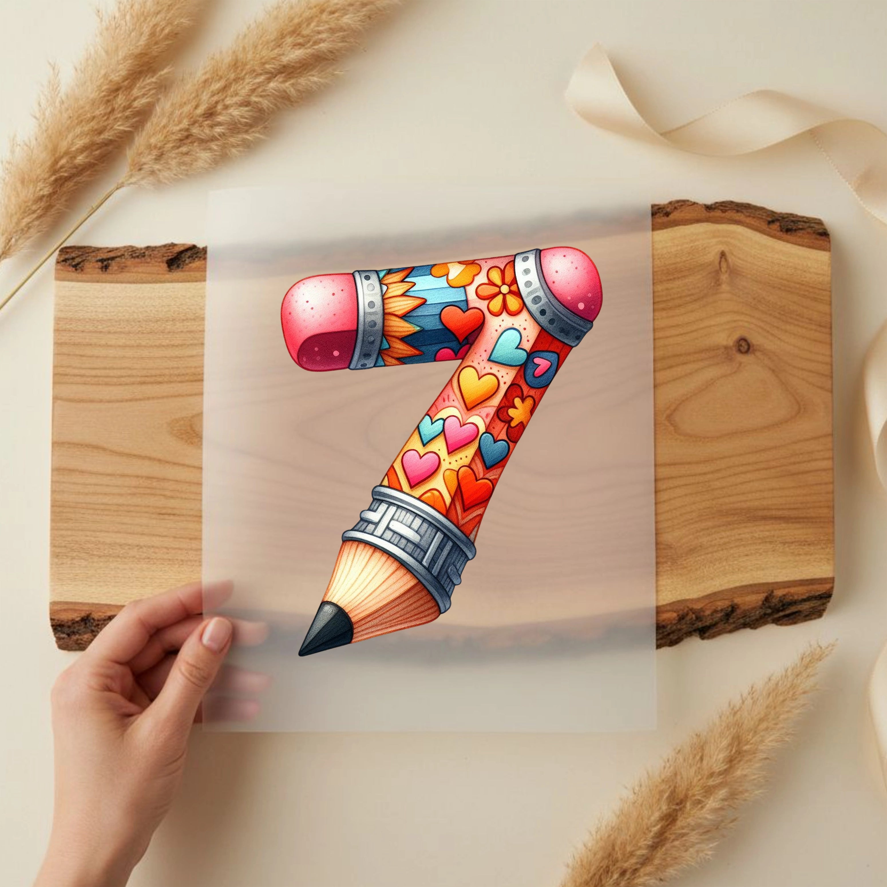 Bügelbild Buntstift Zahlen