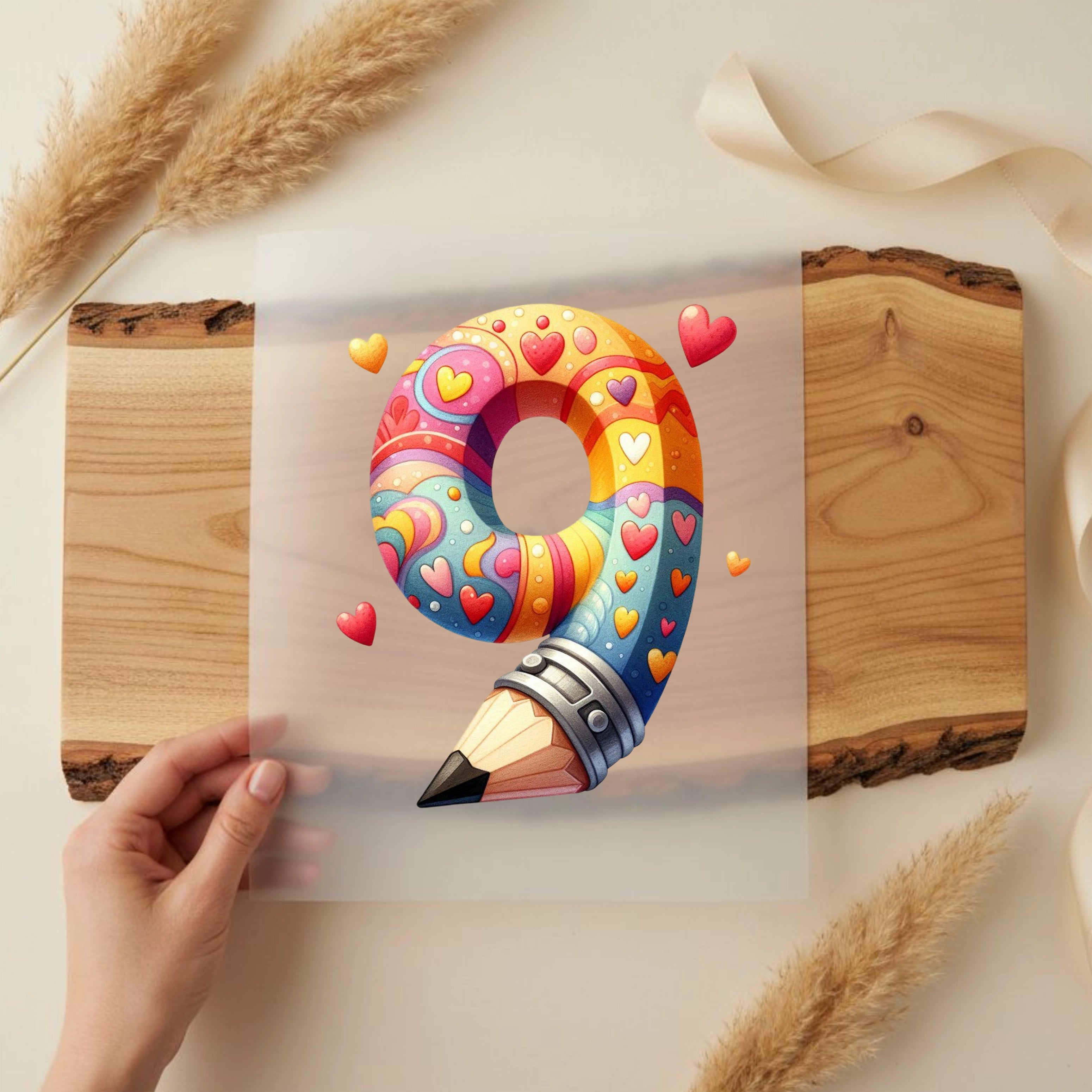 Bügelbild Buntstift Zahlen