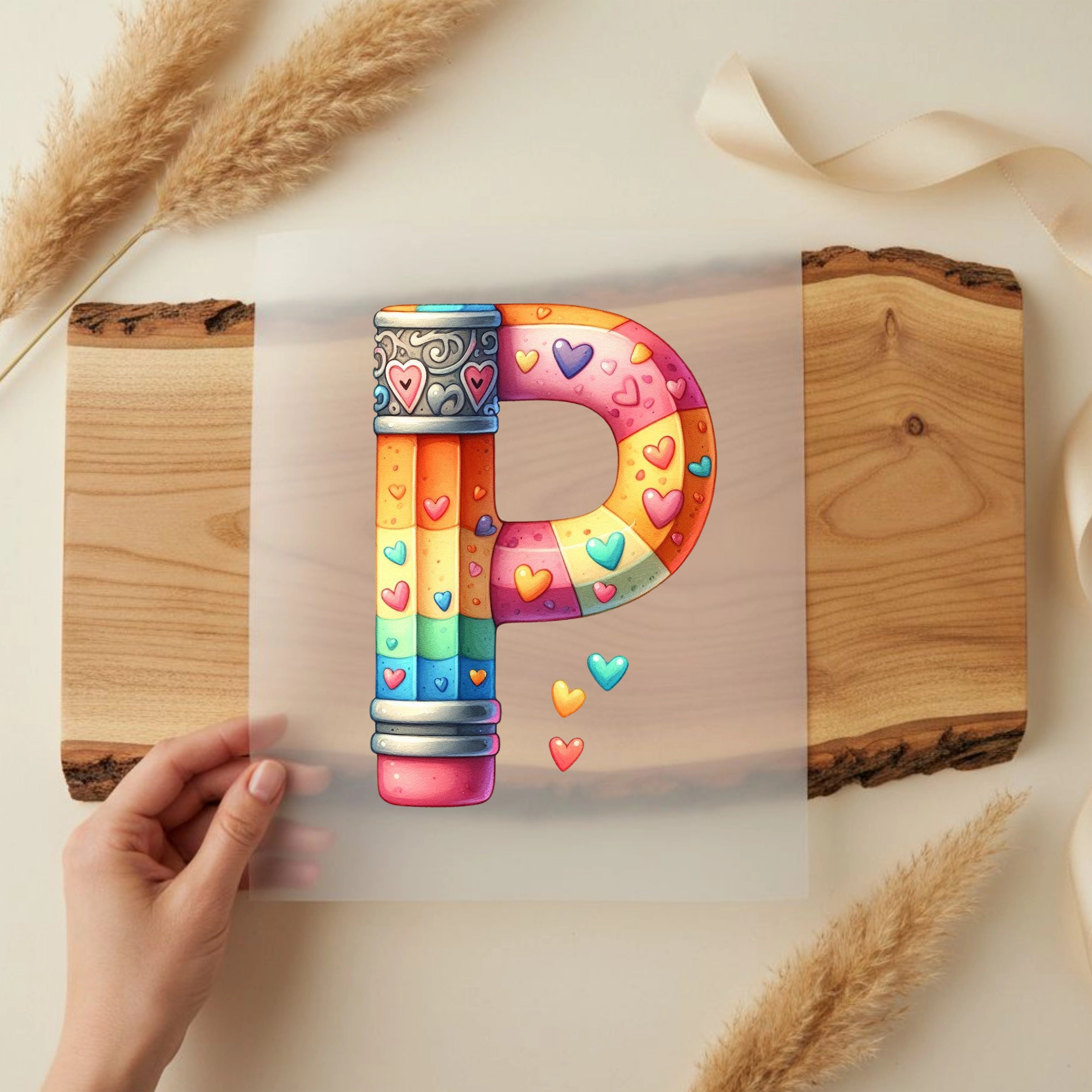 Bügelbild Buntstift Buchstaben Alphabet
