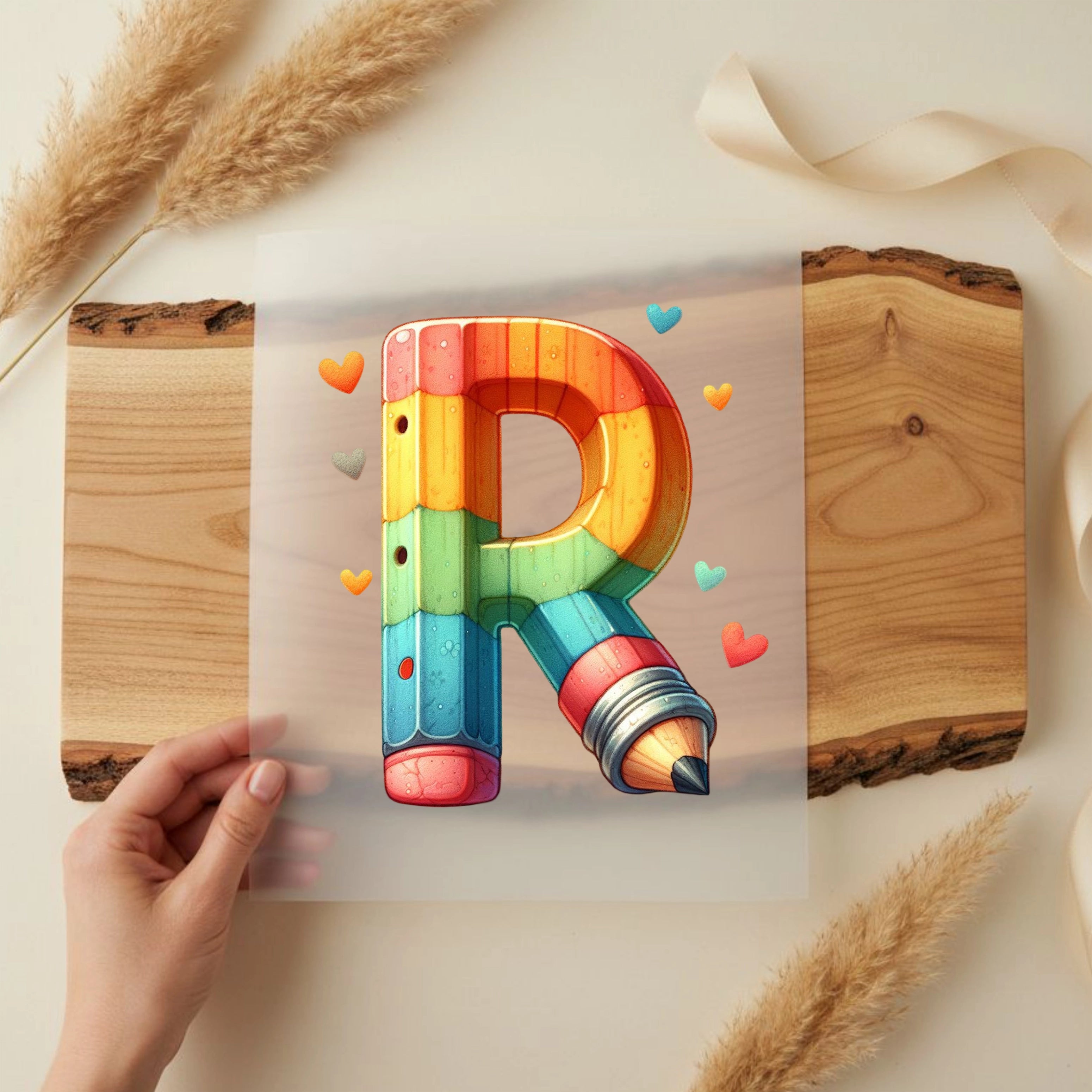 Bügelbild Buntstift Buchstaben Alphabet