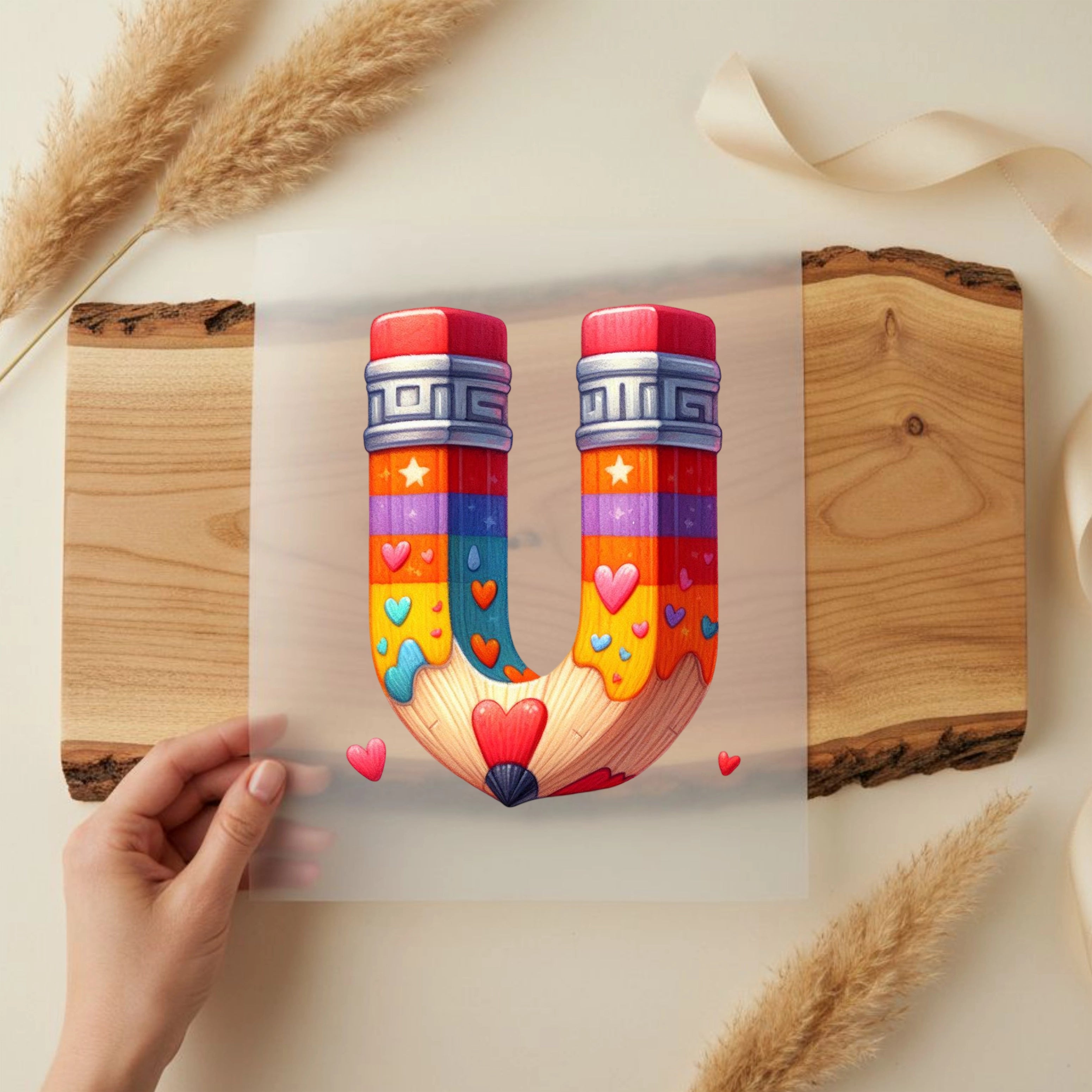 Bügelbild Buntstift Buchstaben Alphabet
