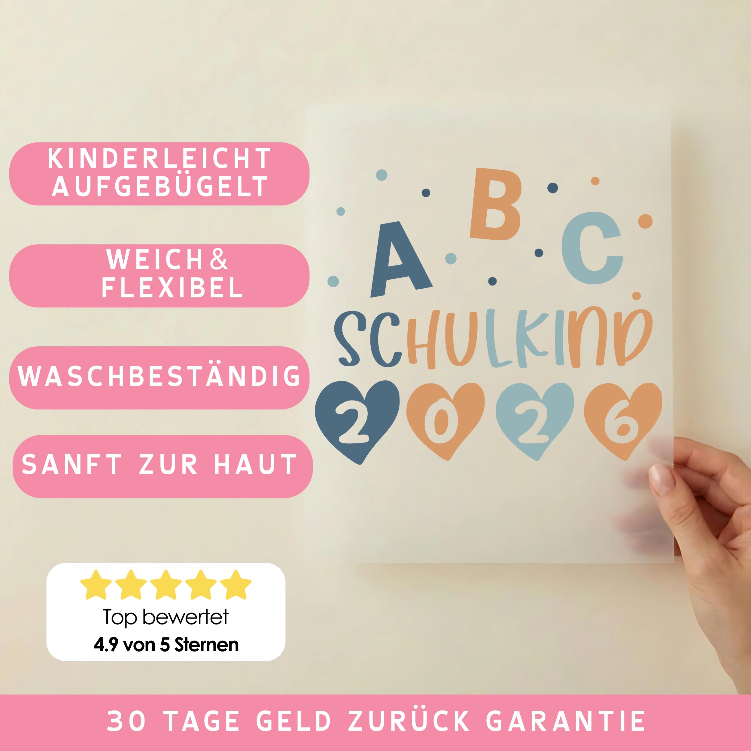 Bügelbild ABC Schulkind 2026