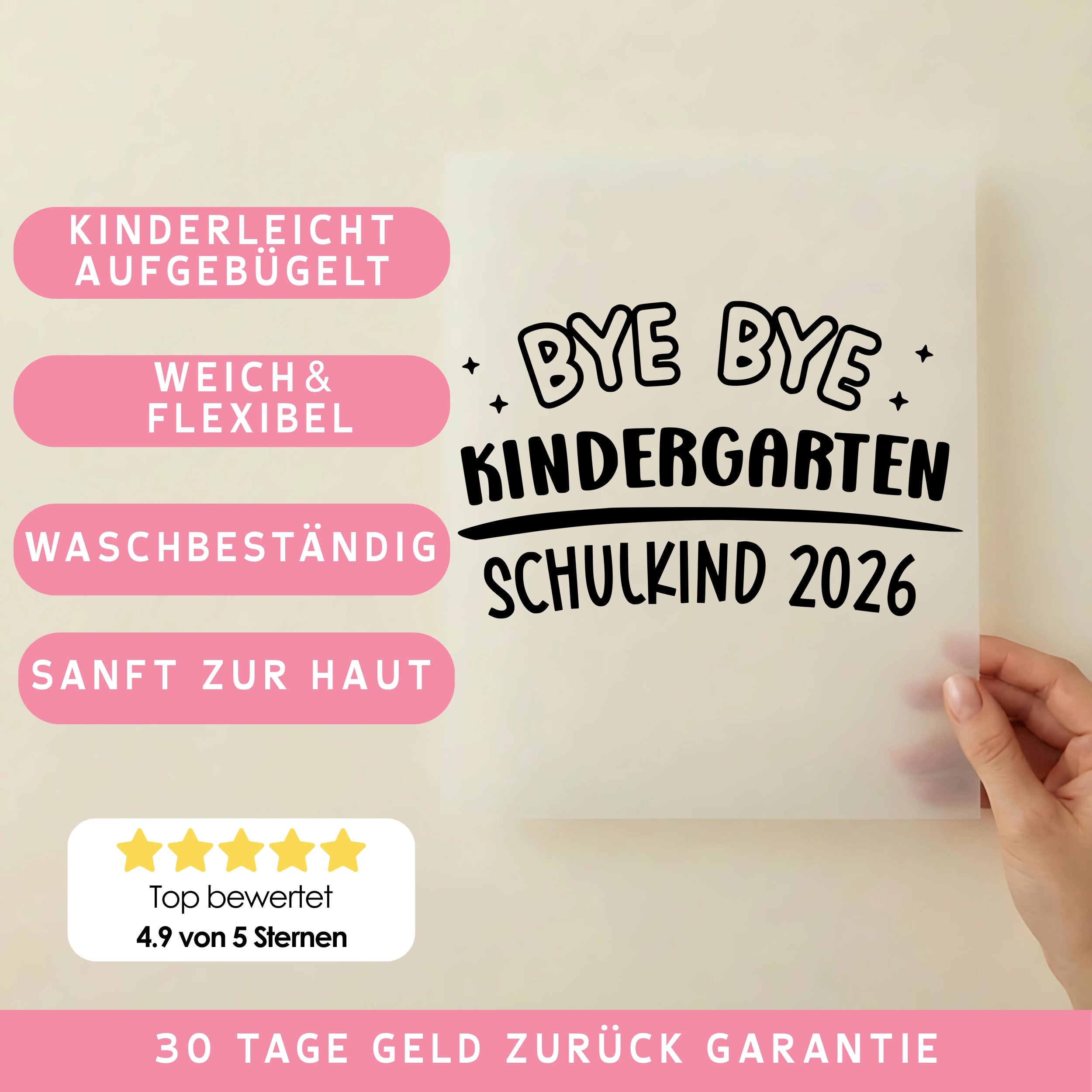 Bügelbild bye bye Kindergarten