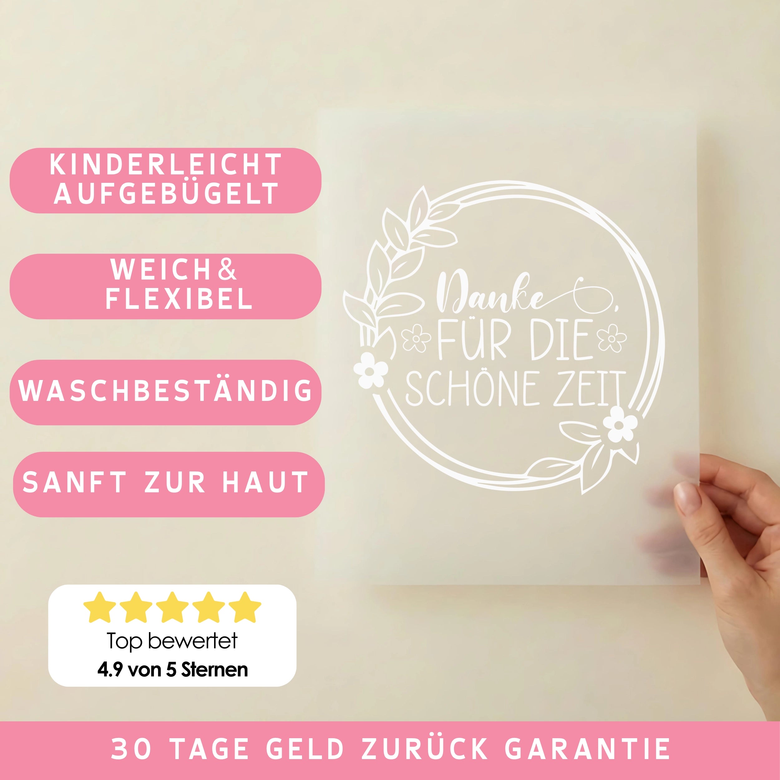 Bügelbild Danke für die schöne Zeit