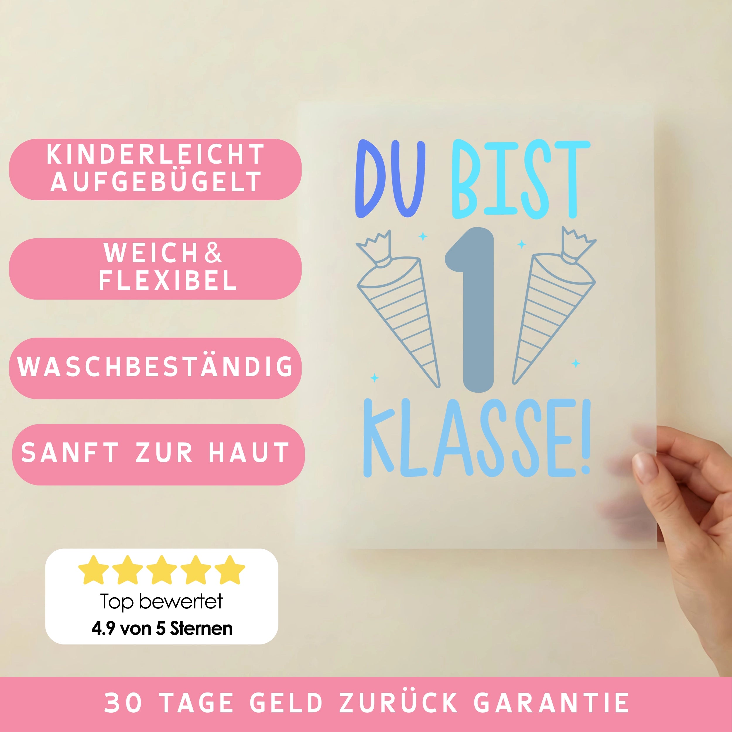 Bügelbild Du bist 1. Klasse