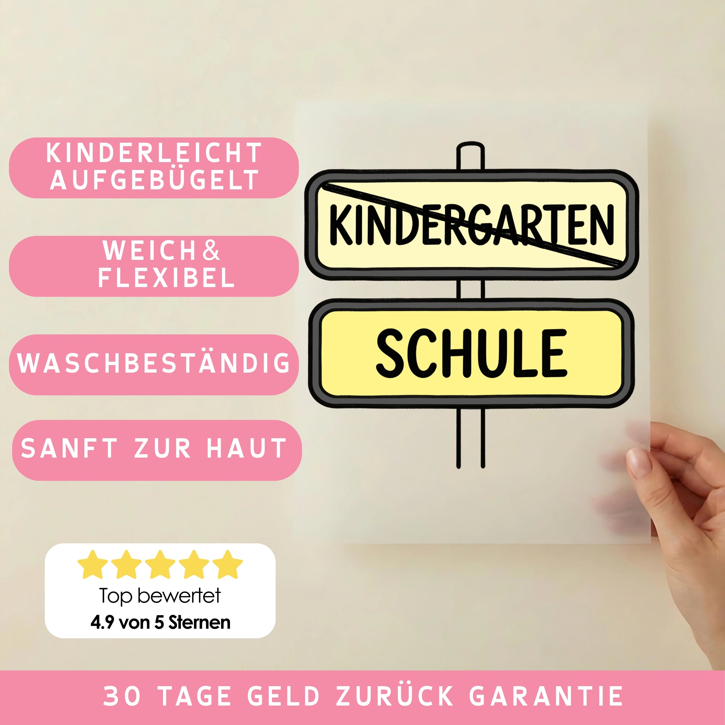Bügelbild Einschulung Wegweiser
