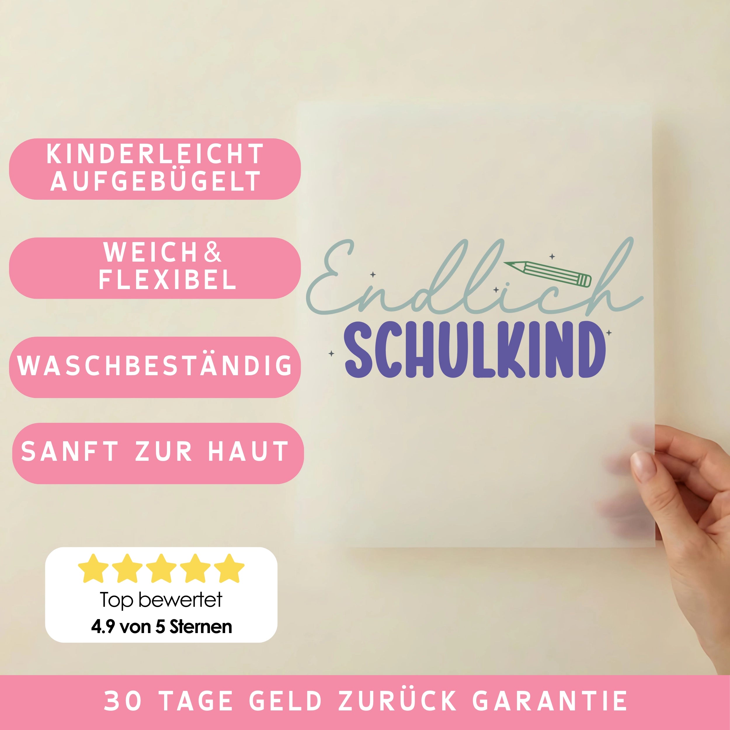 Bügelbild Endlich Schulkind