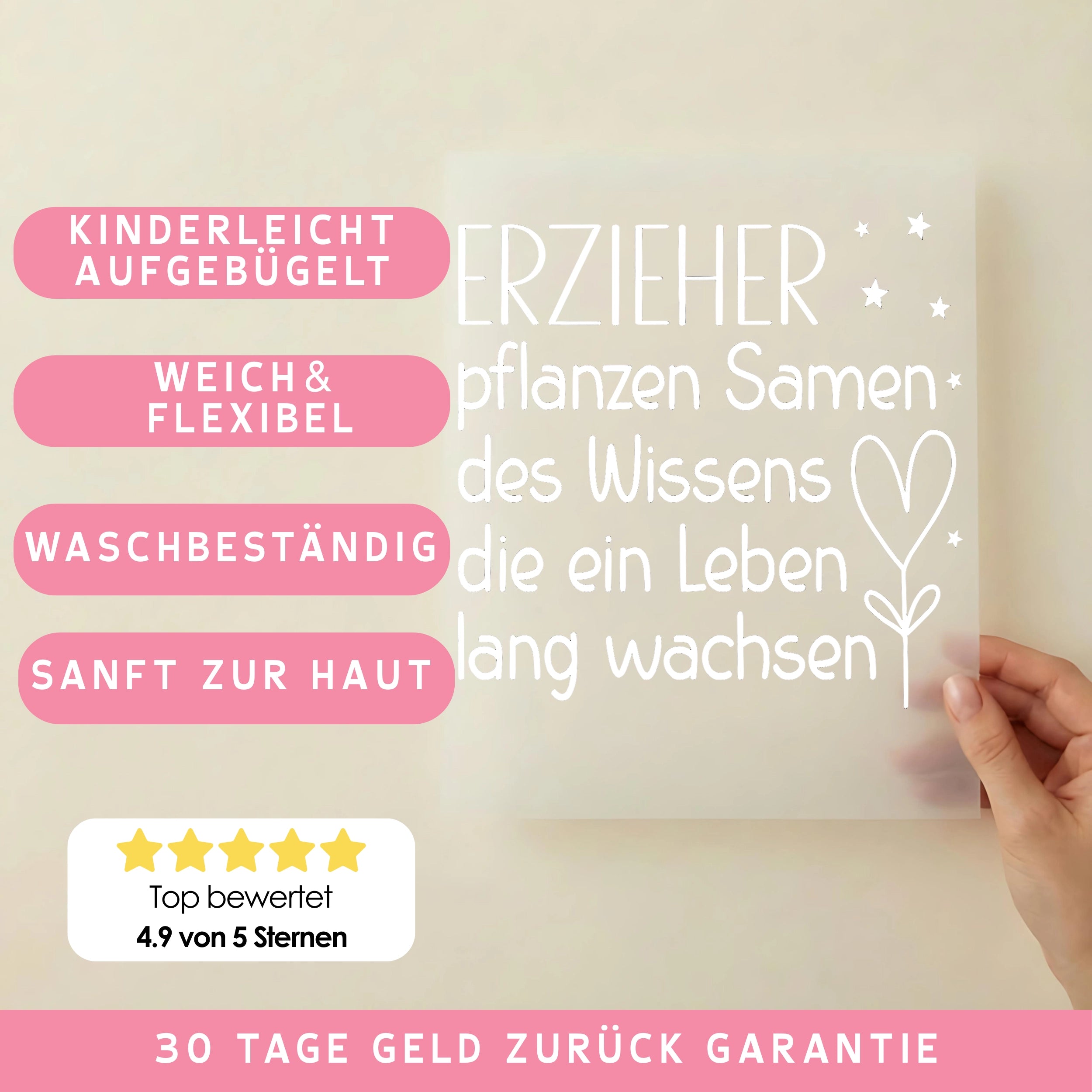 Bügelbild Erzieher pflanzen Samen