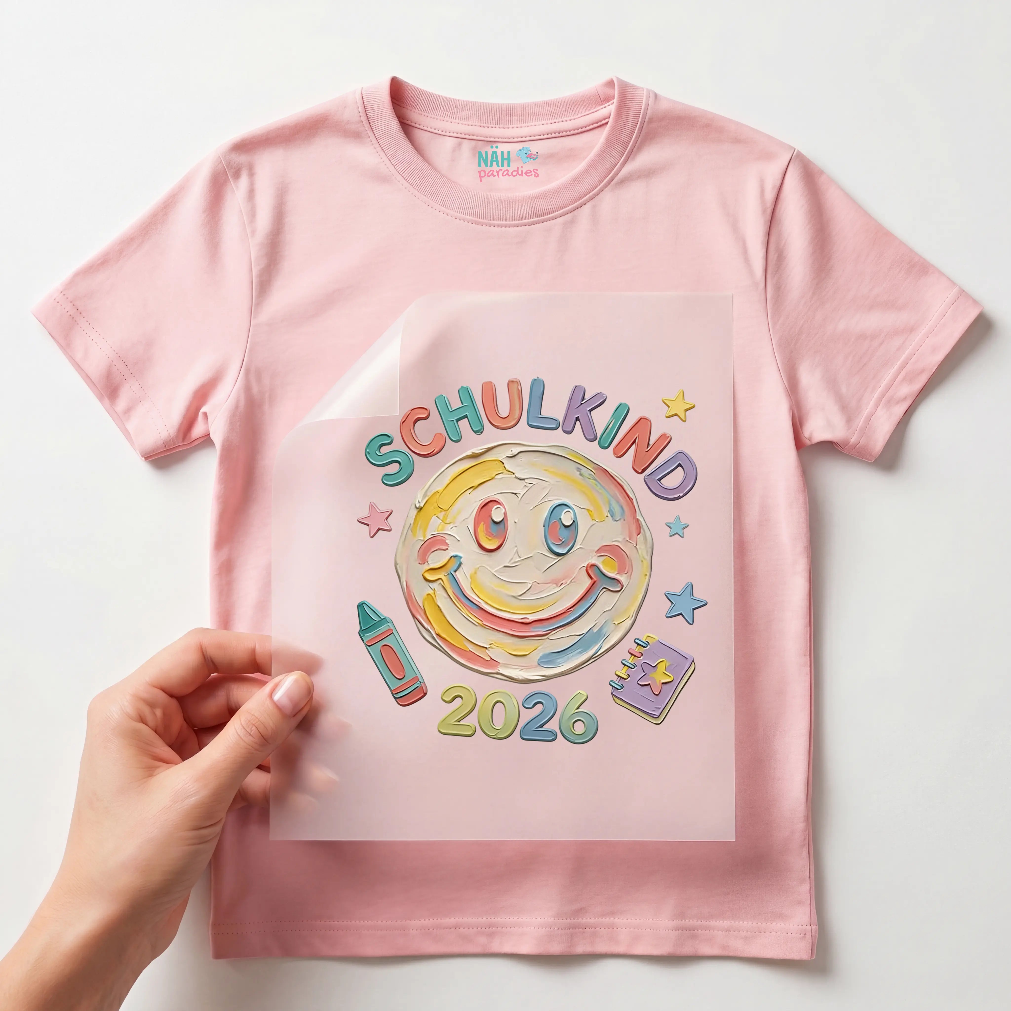 Bügelbild Fröhlicher Schulkind Smiley