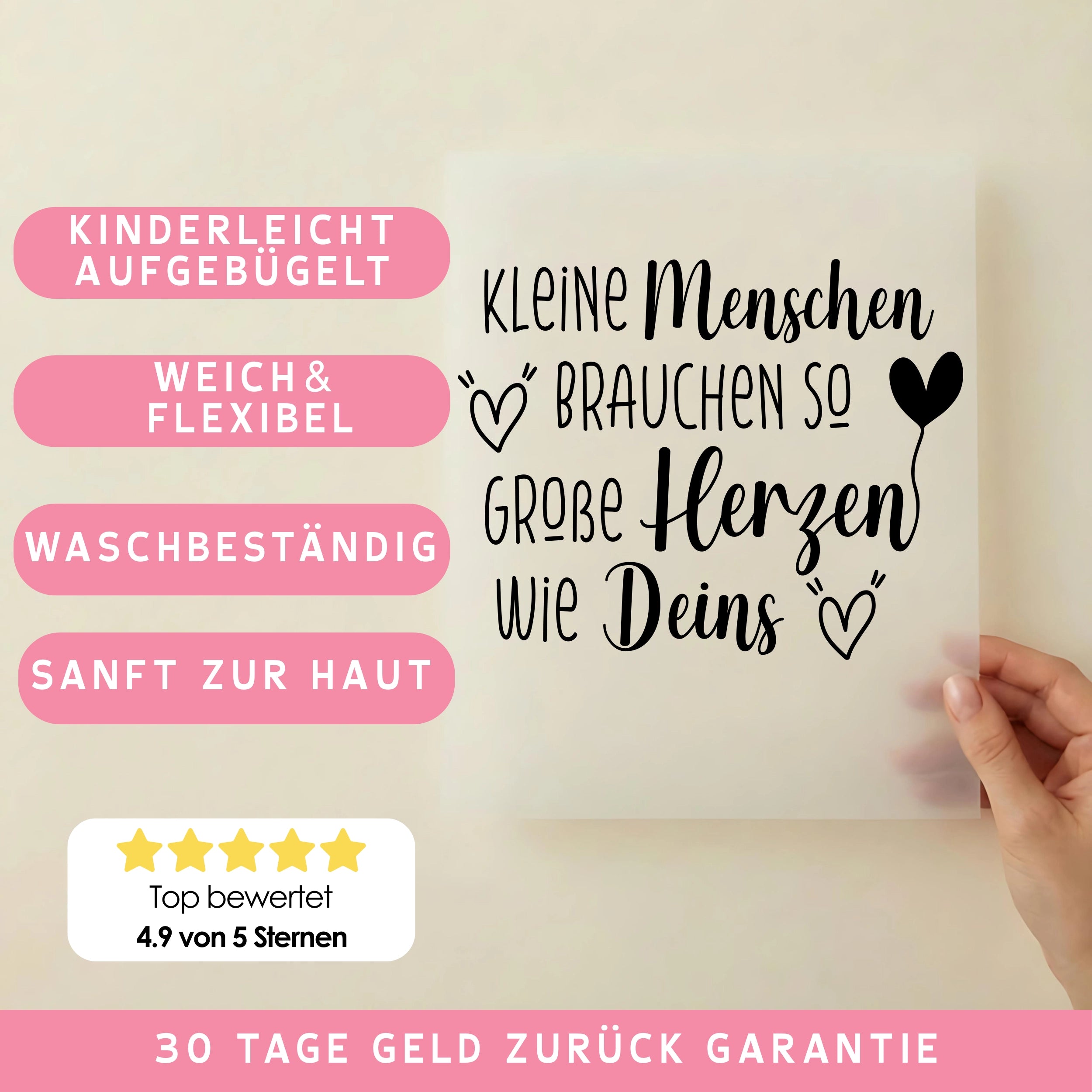 Bügelbild Große Herzen wie deins
