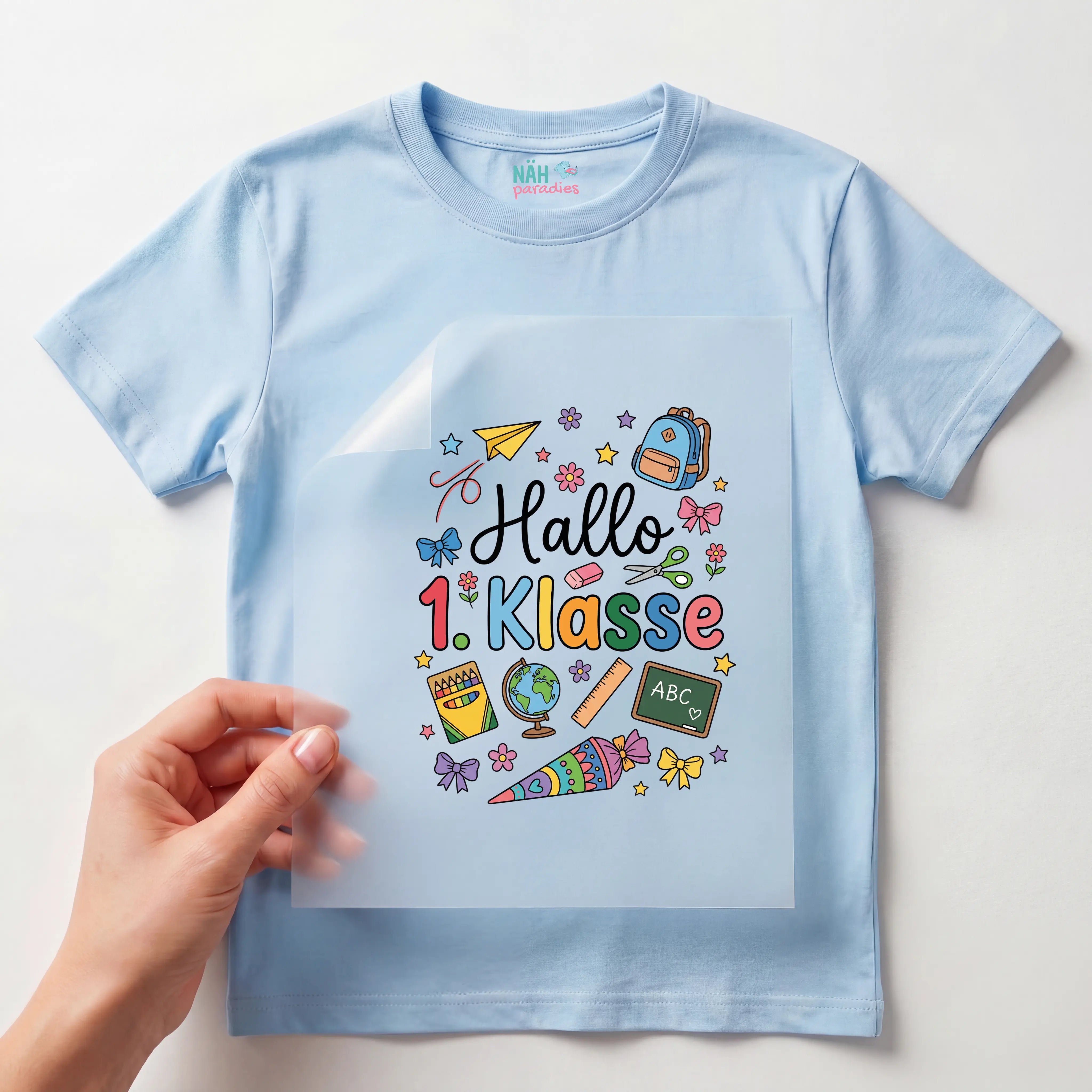 Bügelbild Hallo 1. Klasse bunte Sammlung