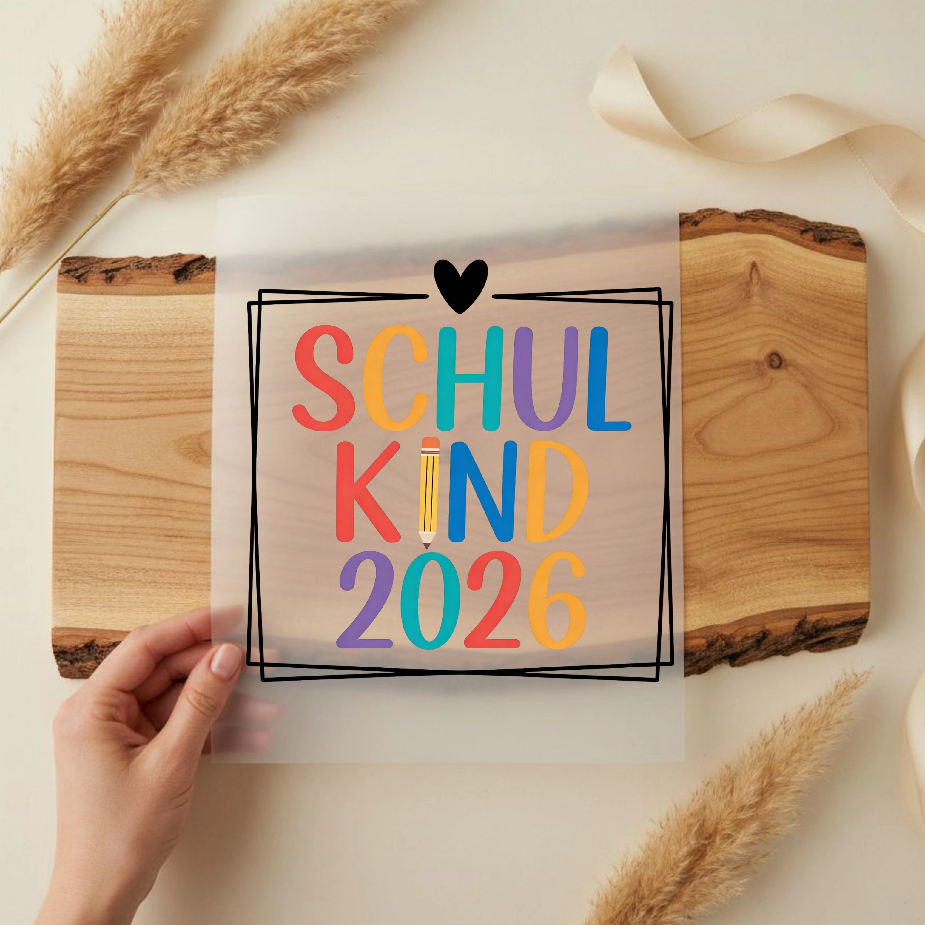 Bügelbild Schulkind 2026 Bunt Quadratisch