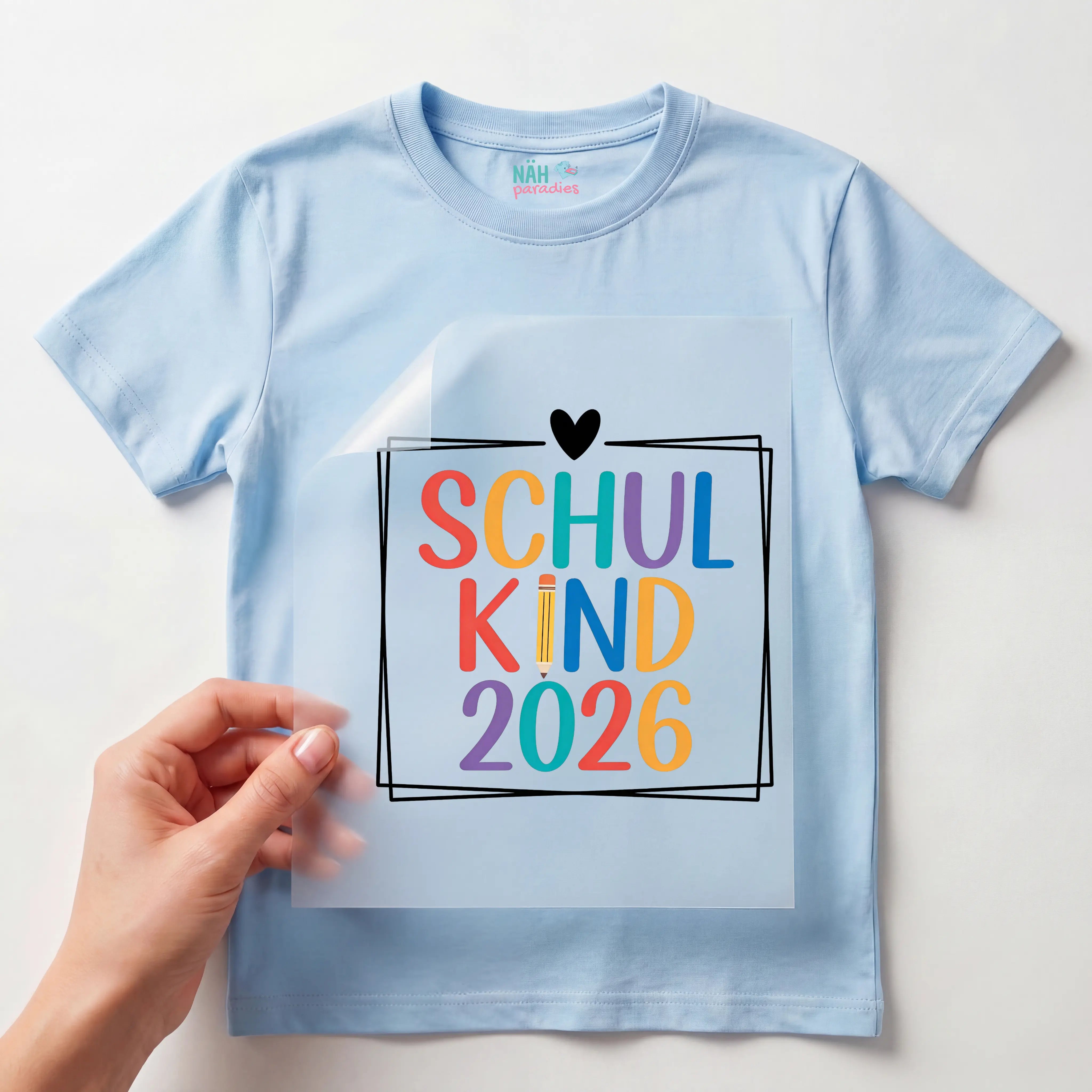 Bügelbild Schulkind 2026 Bunt Quadratisch