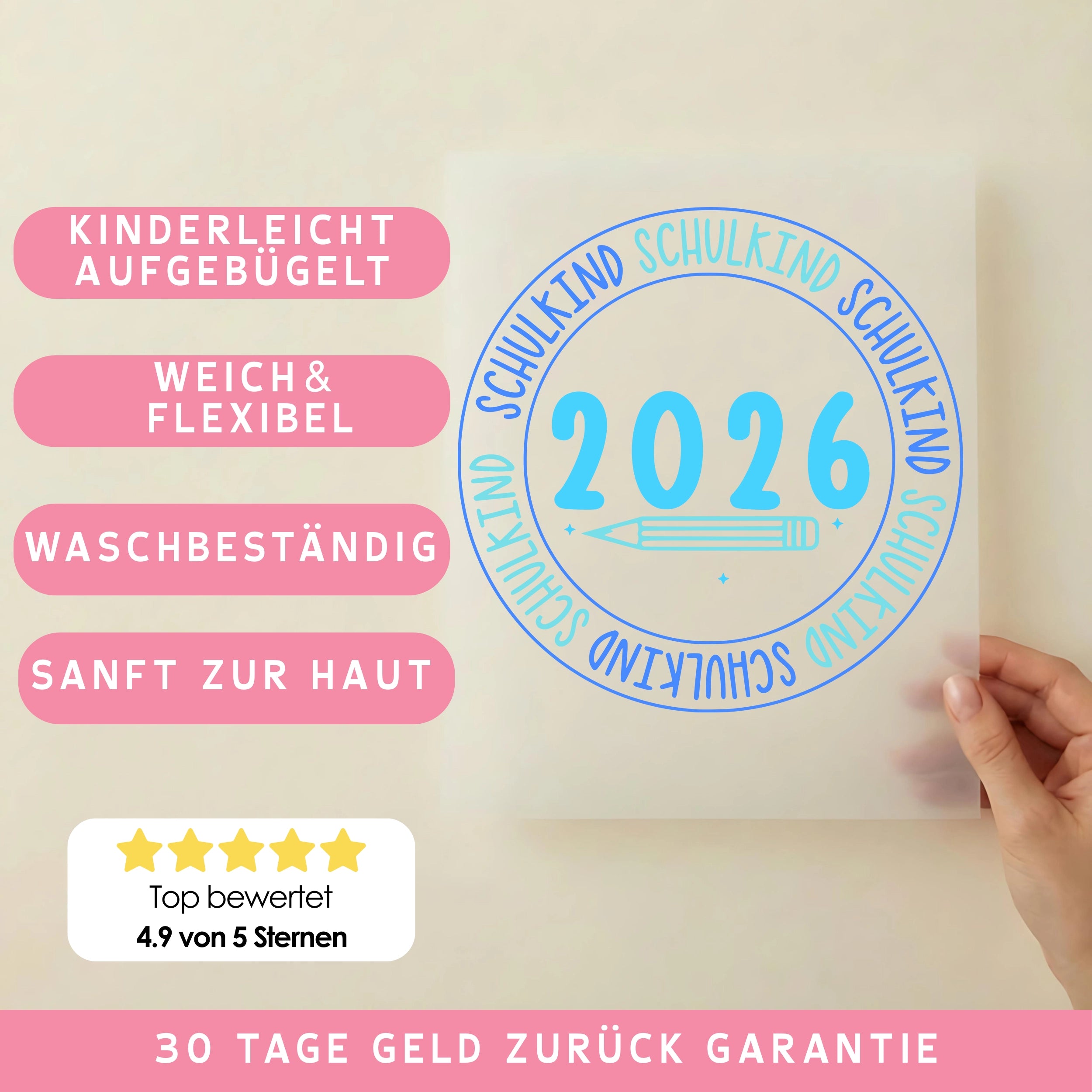 Bügelbild Schulkind Kreis 2026