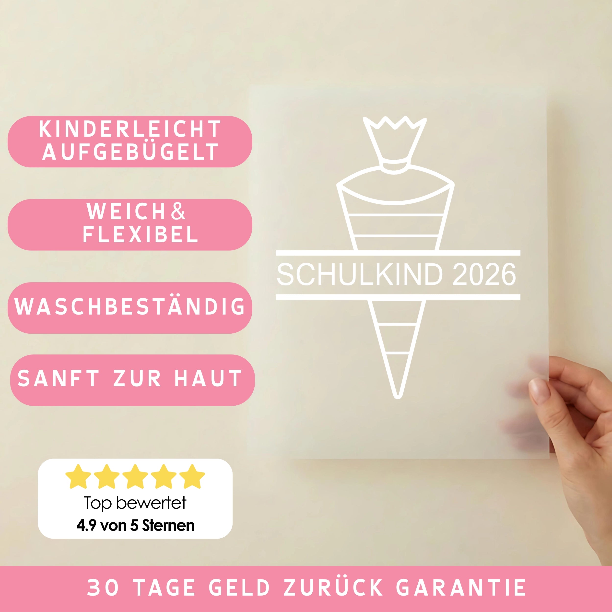 Bügelbild Schultüte Schulkind
