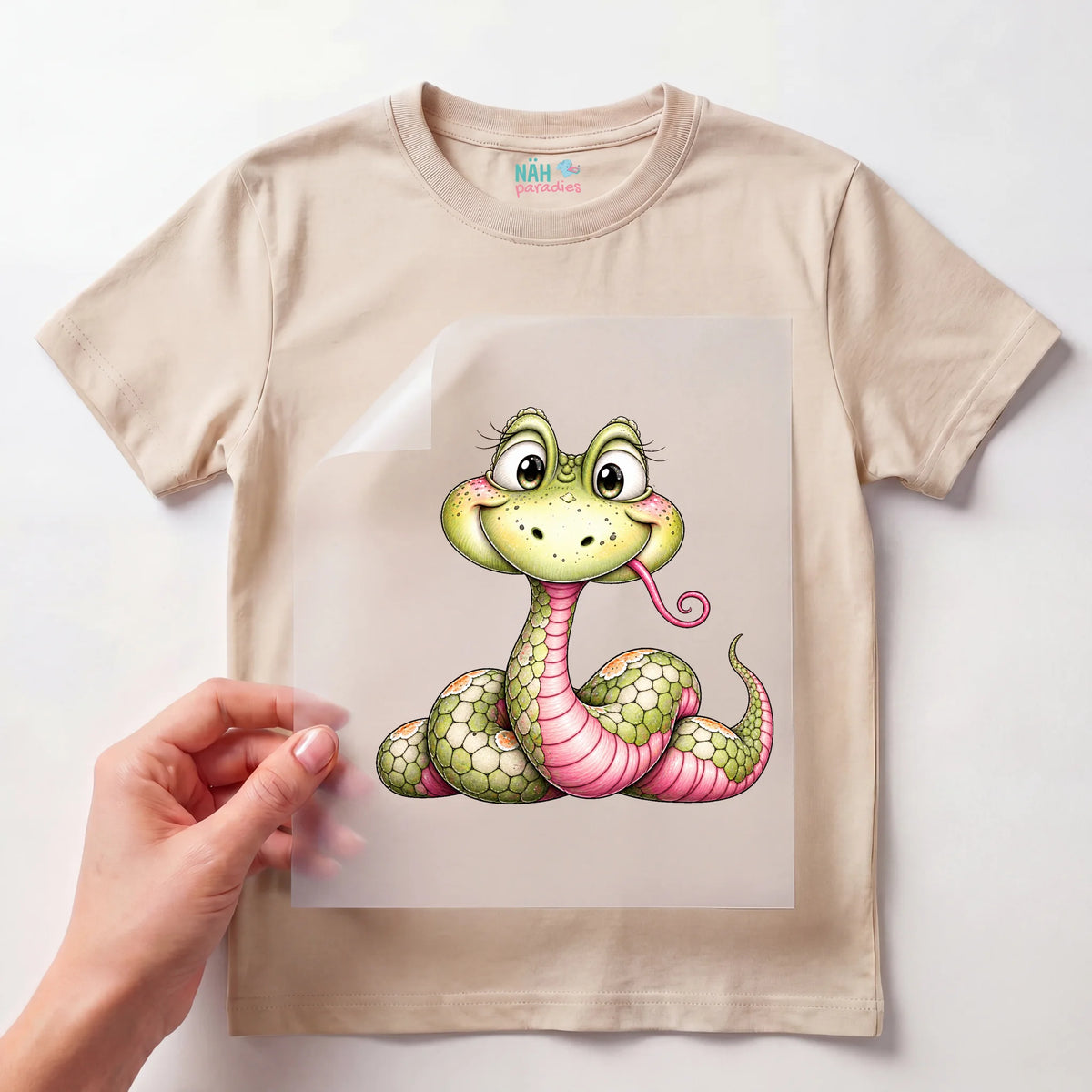 Bügelbild Schlange Kawaii Grün Rosa
