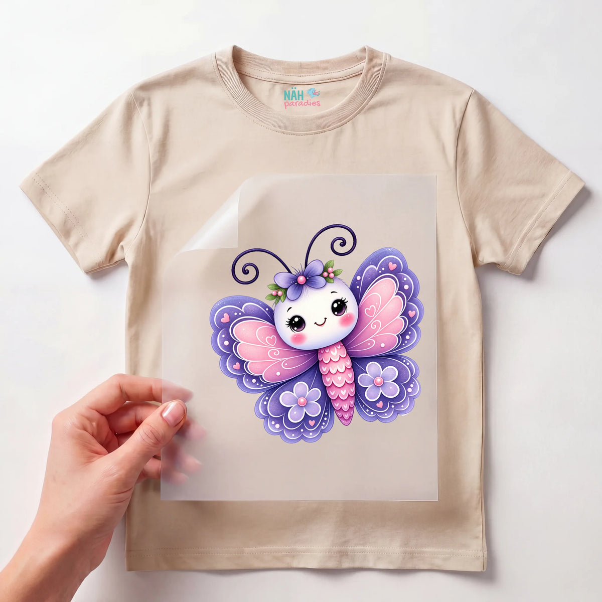 Bügelbild Schmetterling Lila Kawaii