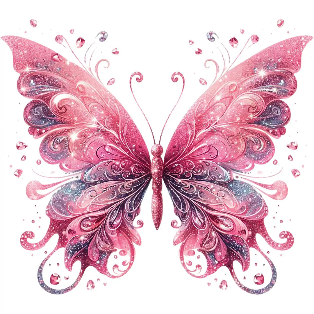 Glitzer Bügelbild Schmetterling Pinkzauber