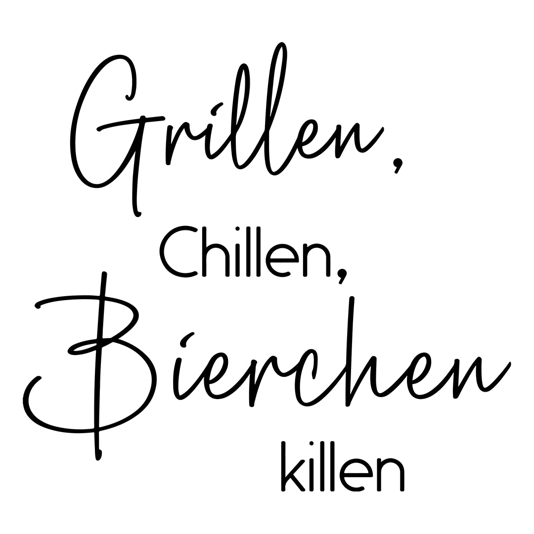 Bügelbild Schriftzug grillen, chillen - S