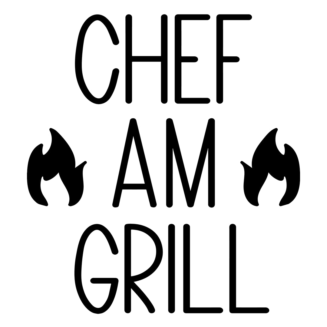 Bügelbild Schriftzug Chef am Grill - S