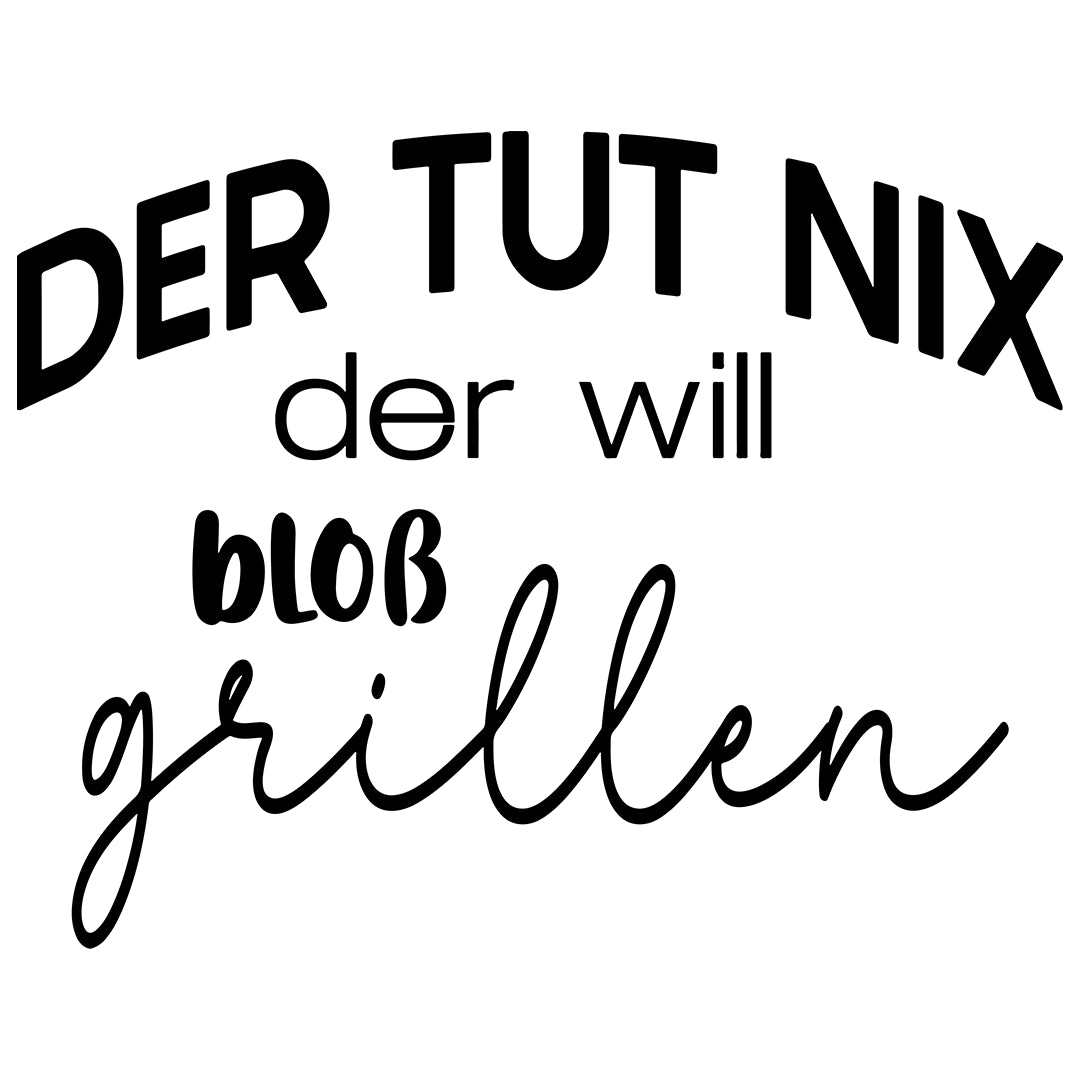 Bügelbild Schriftzug Der will bloß grillen - S